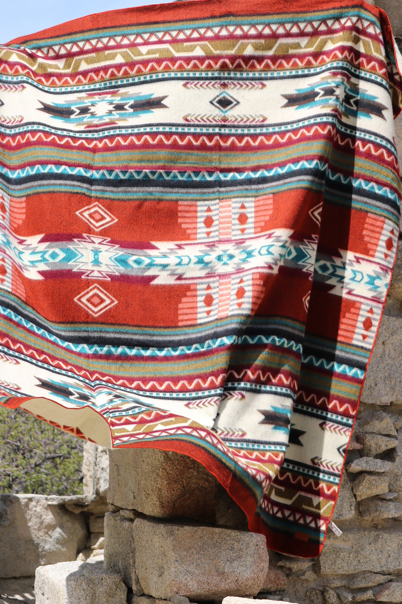 Antisana Earth Reversible Southwestern Blanket Queen Size Handwoven in Ecuador