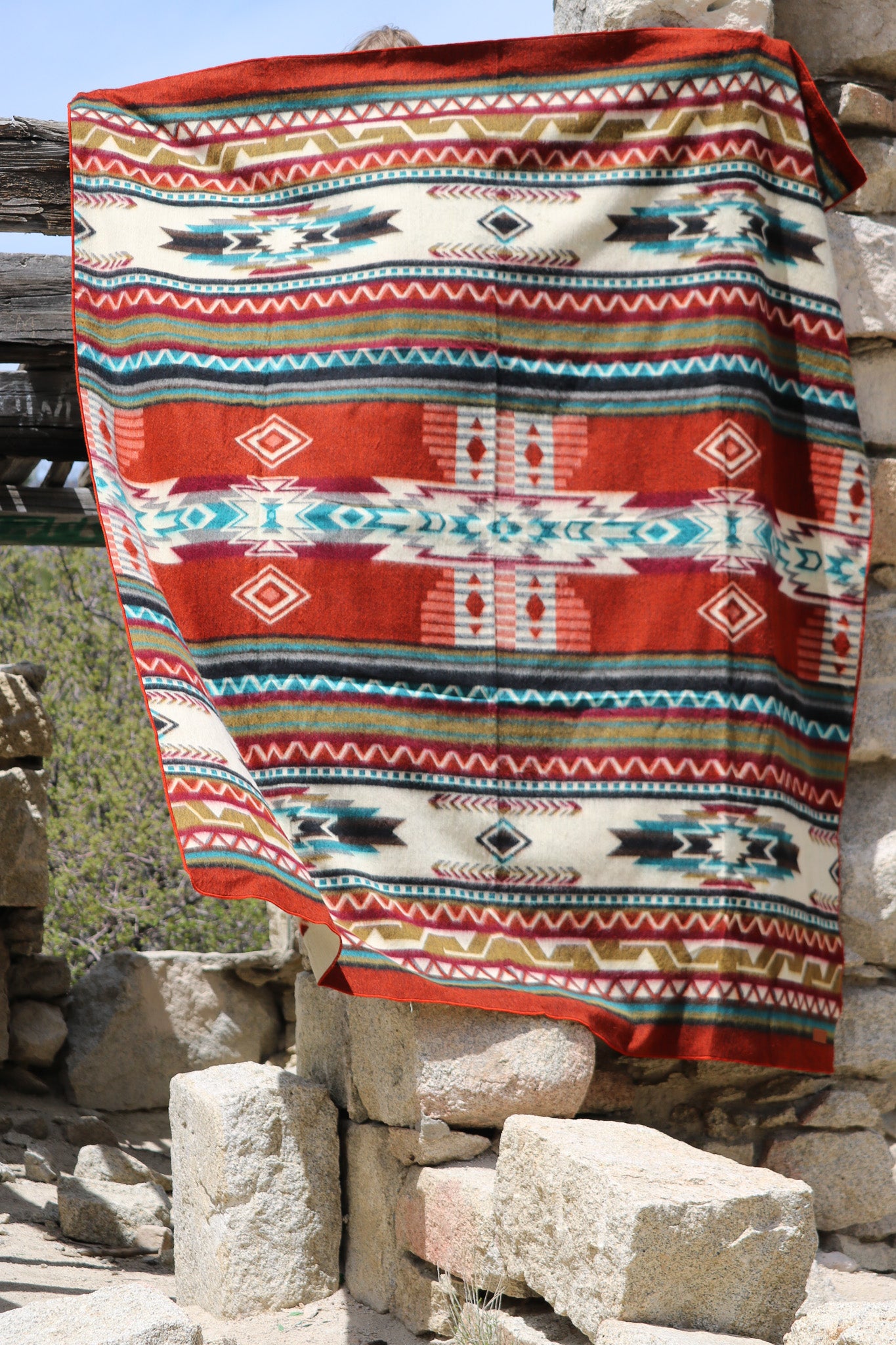 Antisana Earth Reversible Southwestern Blanket Queen Size Handwoven in Ecuador
