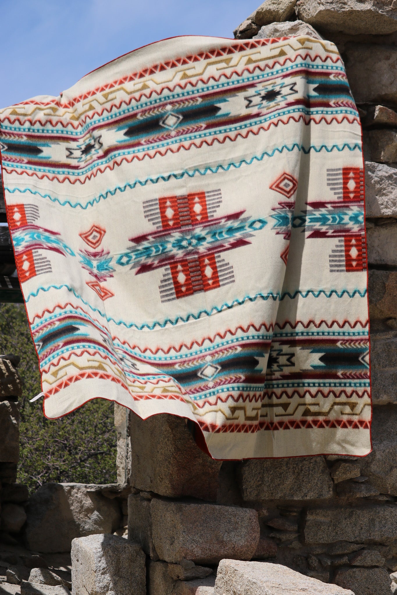 Antisana Earth Reversible Southwestern Blanket Queen Size Handwoven in Ecuador