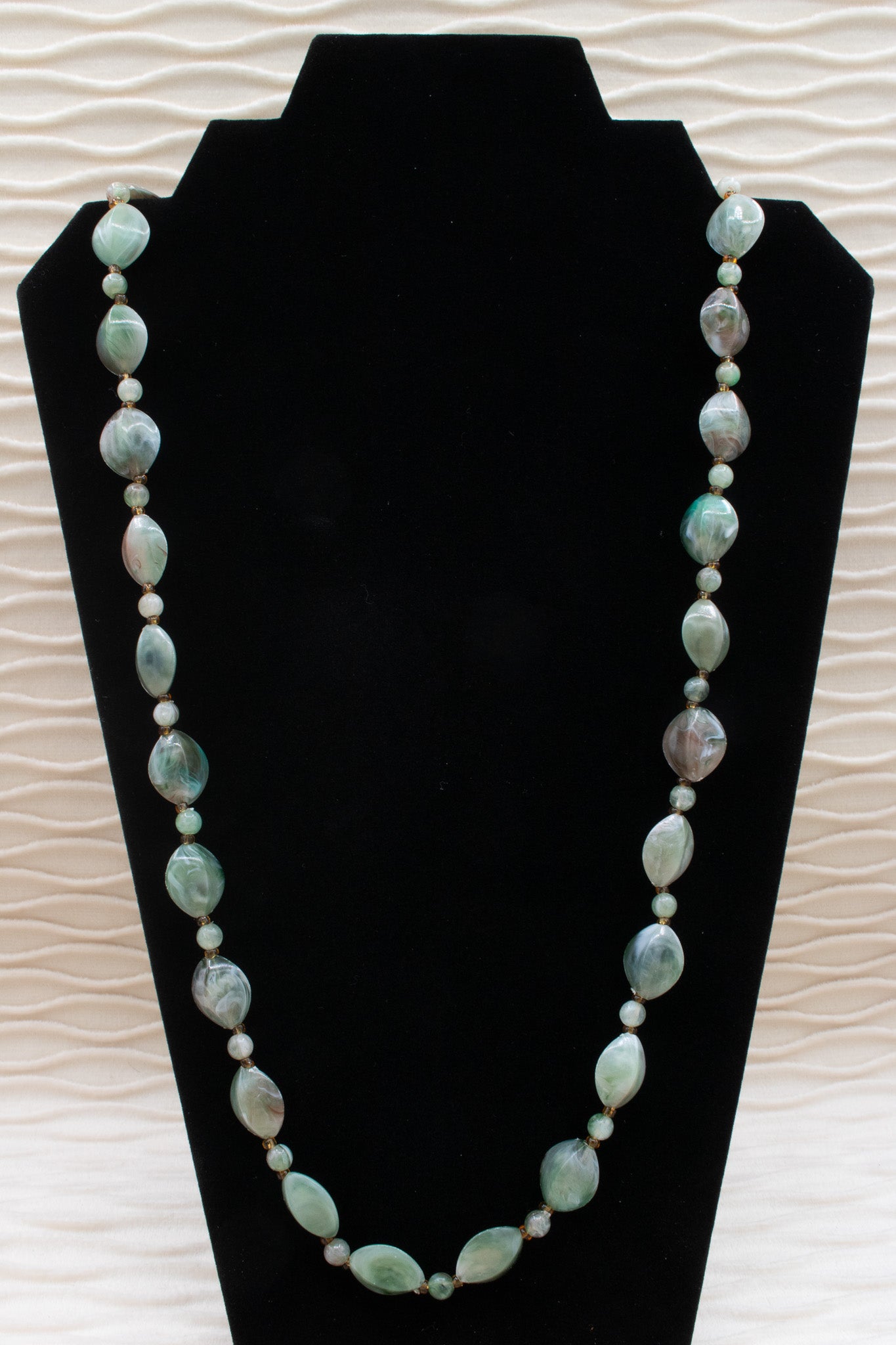 Beautifully Detailed Green Resin Beaded Necklace