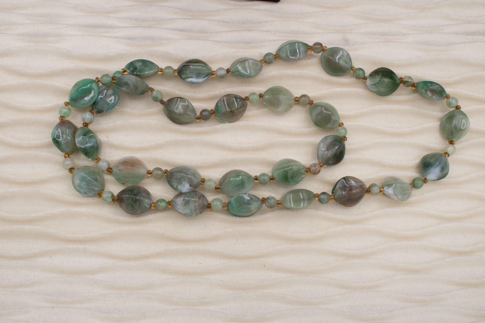 Beautifully Detailed Green Resin Beaded Necklace