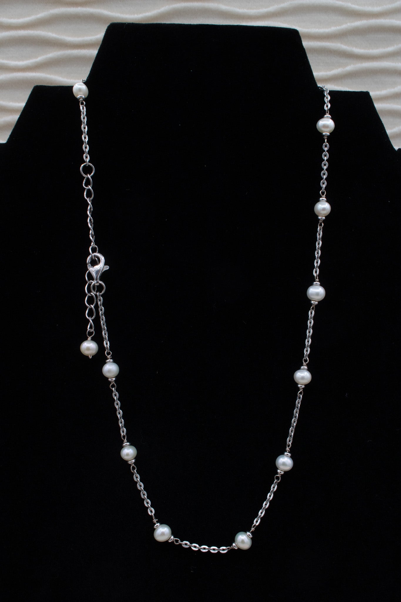 Dainty White Pearl Station Necklace