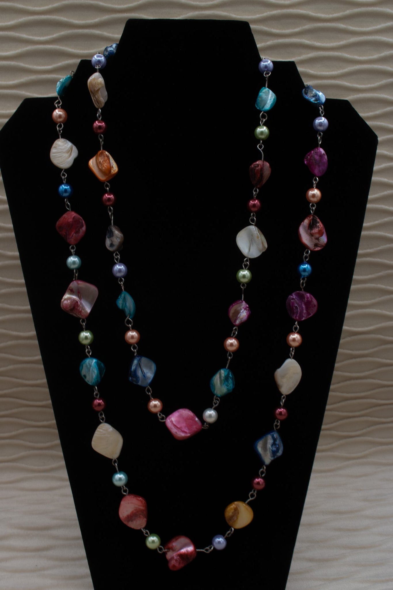 Rainbow Pastel Colored Resin Irregular Beaded Necklace