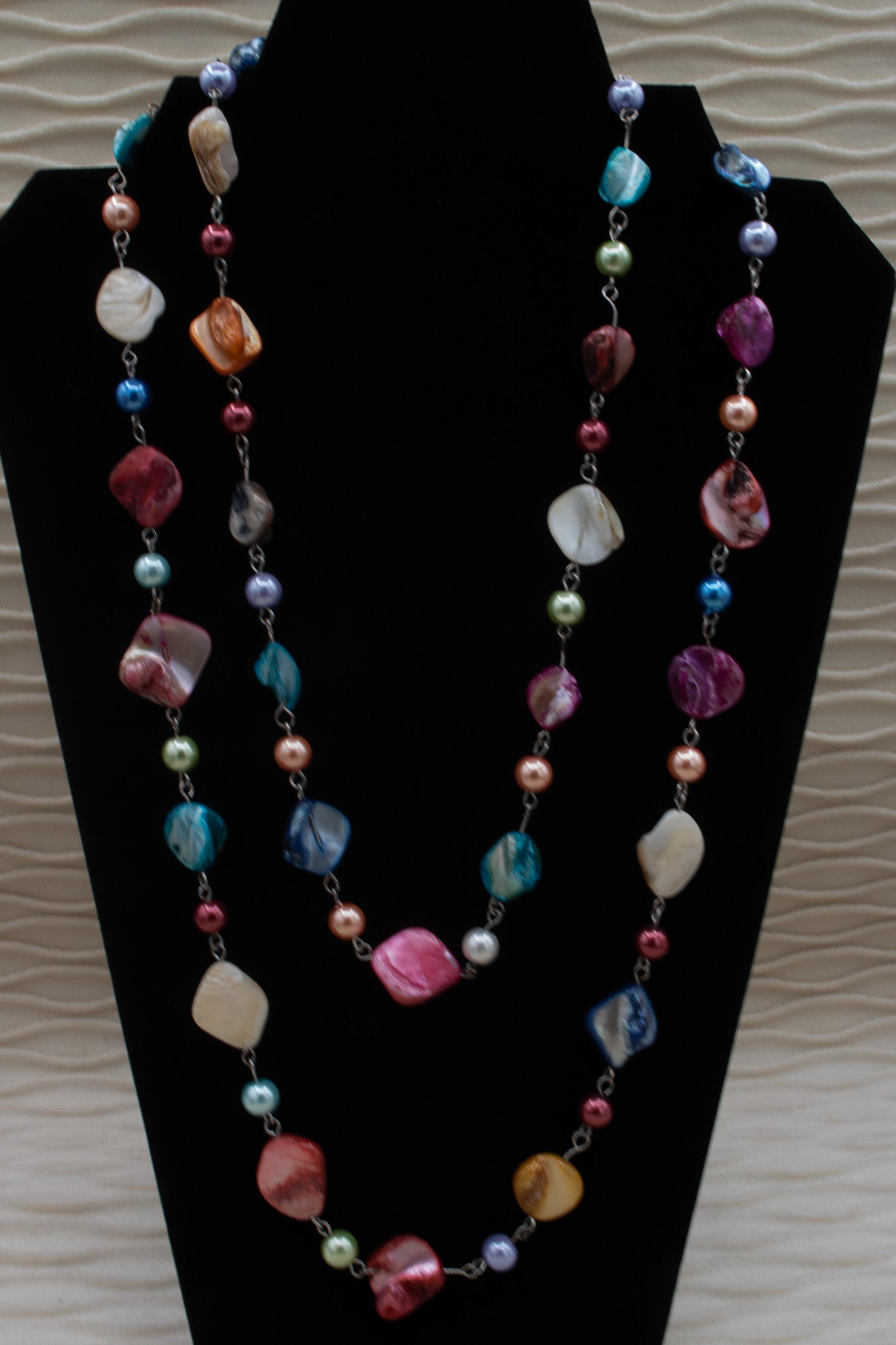 Rainbow Pastel Colored Resin Irregular Beaded Necklace