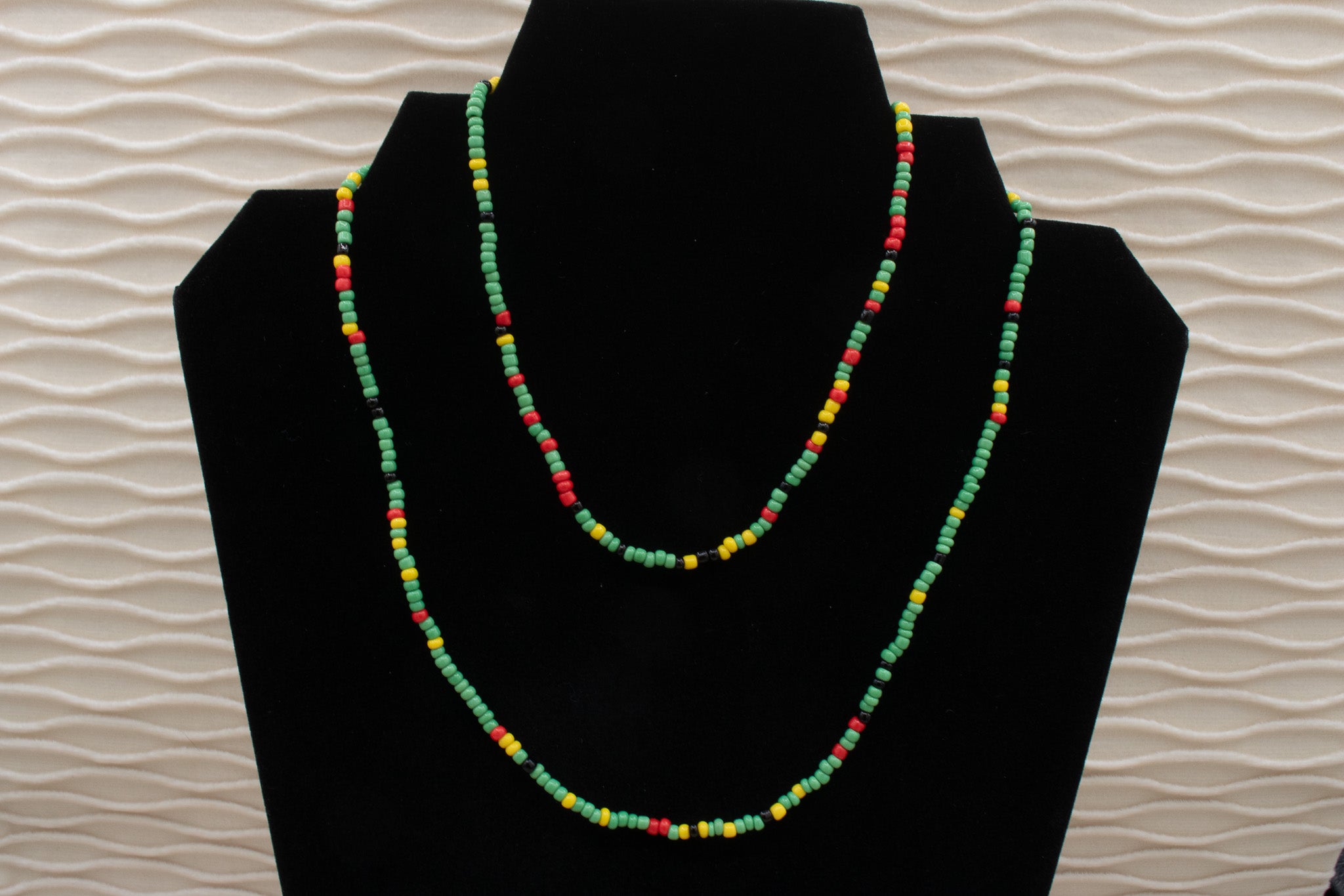 Dainty Bright Green, Red, Yellow Beaded Necklace