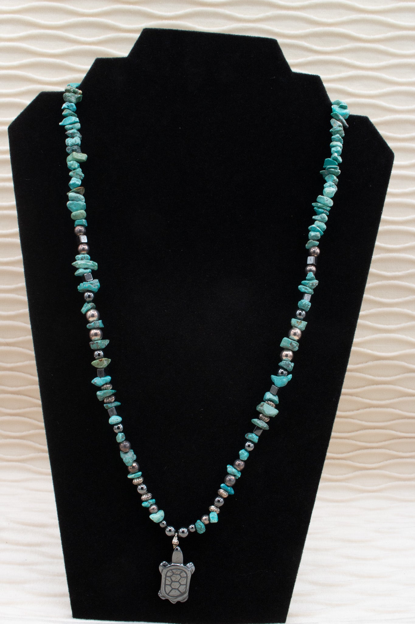 Turtle Charm Turquoise Dyed Stone Necklace