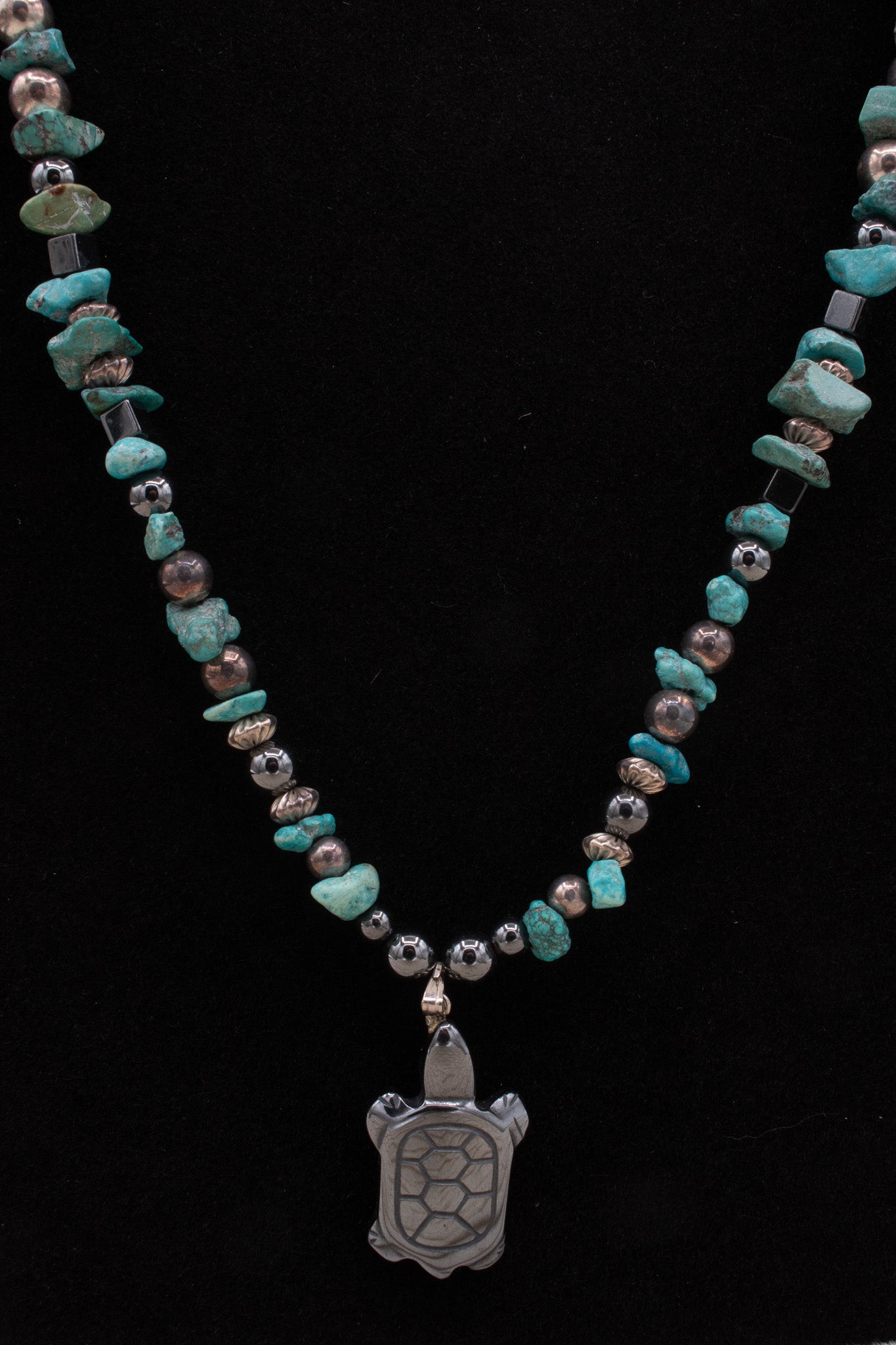 Turtle Charm Turquoise Dyed Stone Necklace