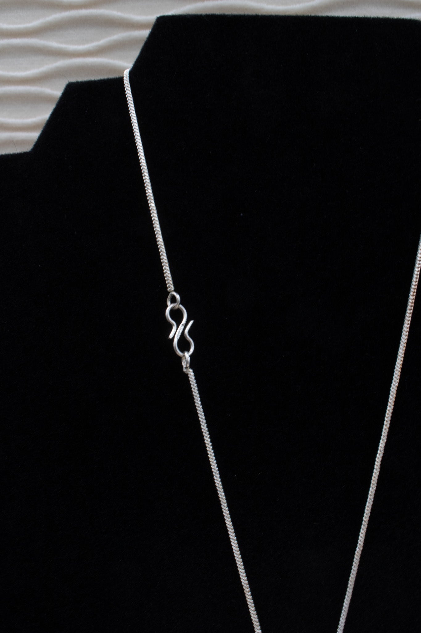 Opalite Cross Pendent adorned on a Silver Herringbone Chain Necklace