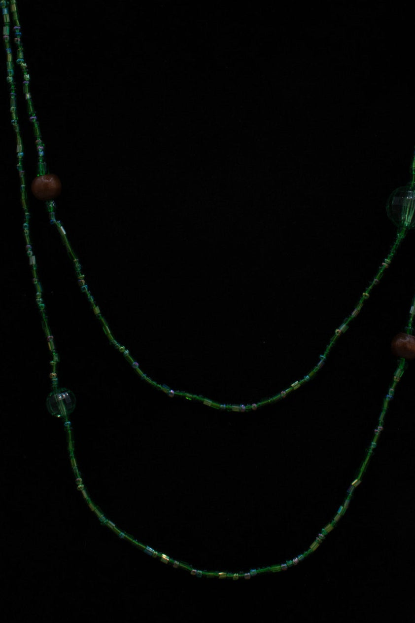 Dainty Green Beaded Gemstone Necklace