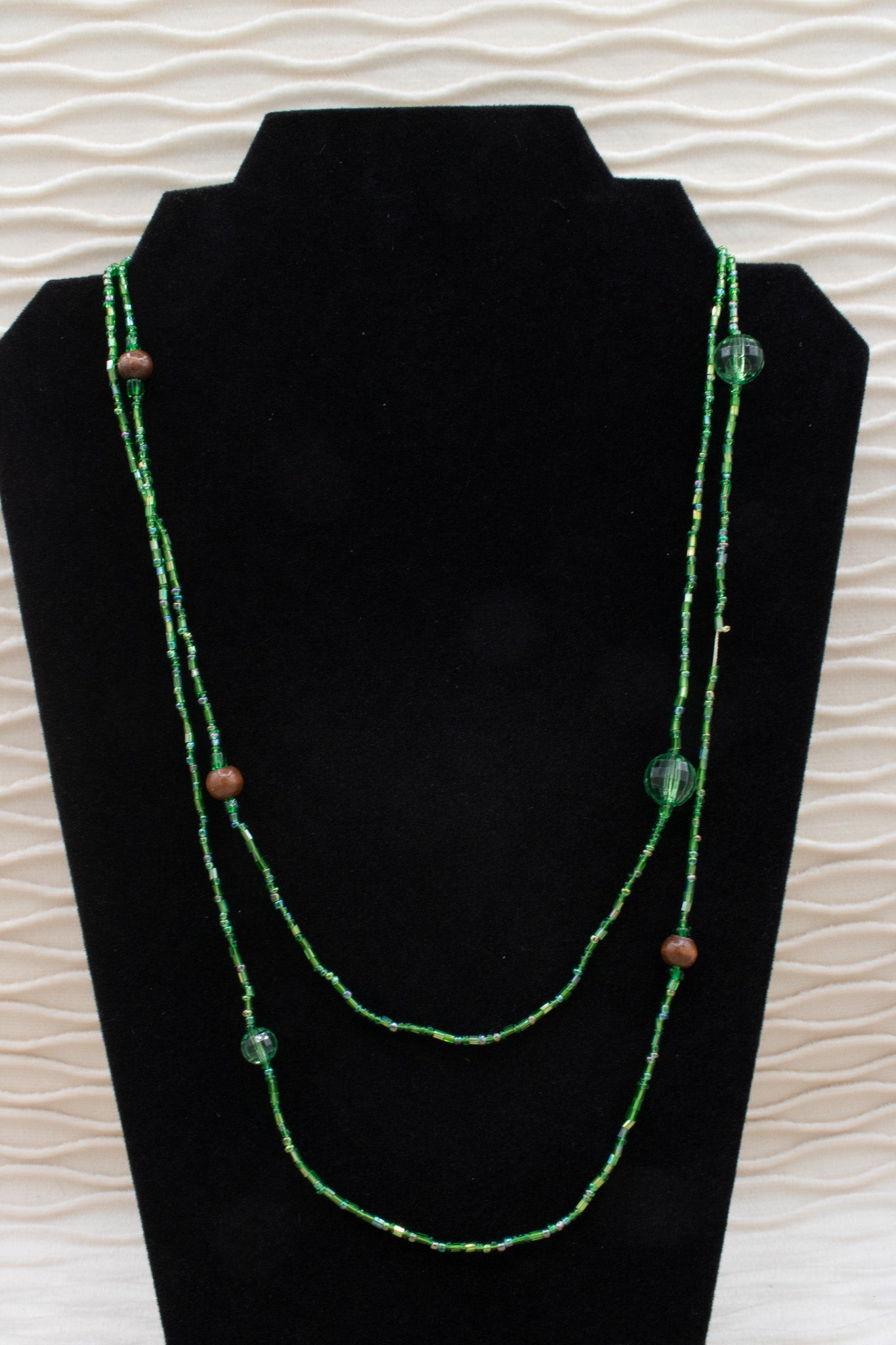 Dainty Green Beaded Gemstone Necklace