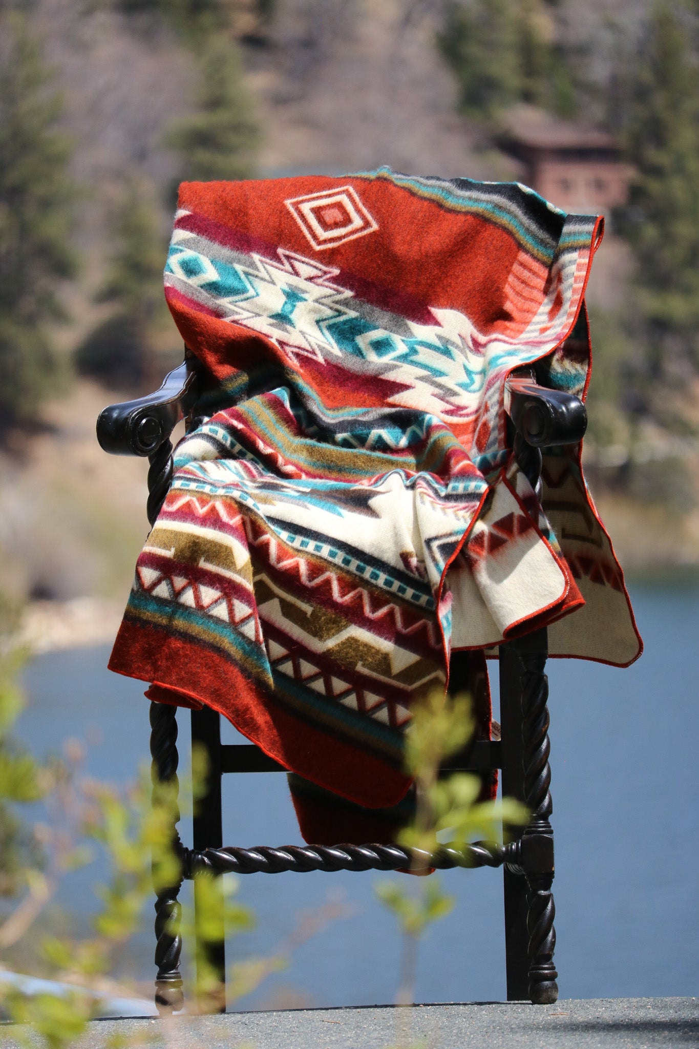 Antisana Earth Reversible Southwestern Blanket Queen Size Handwoven in Ecuador