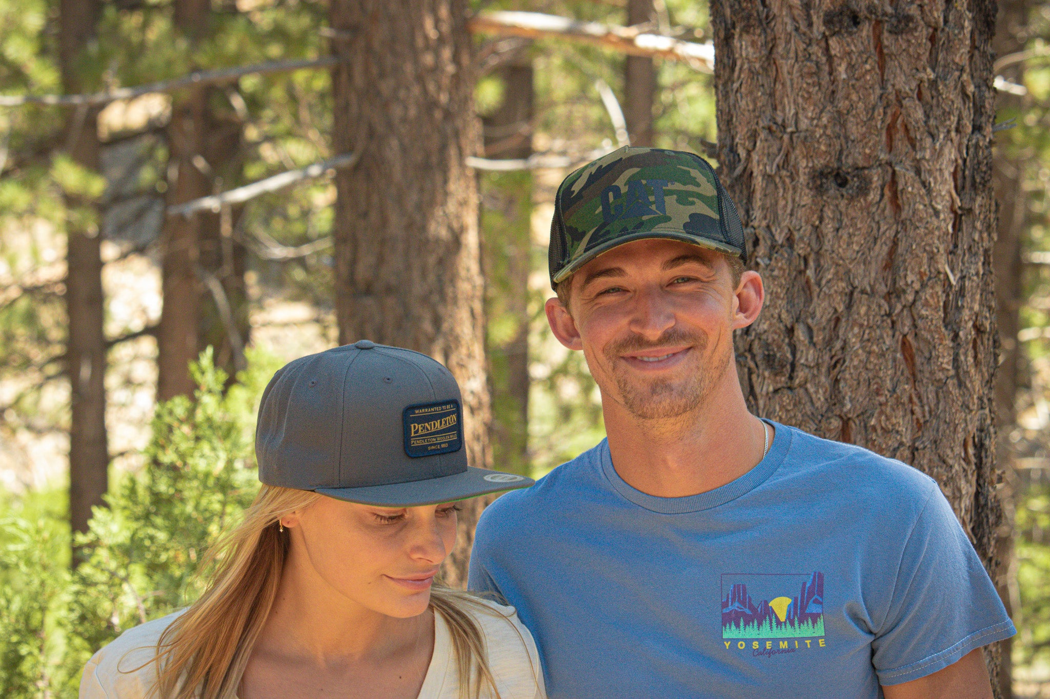 Trucker Cap with Cat Logo Color: Woodland Camo