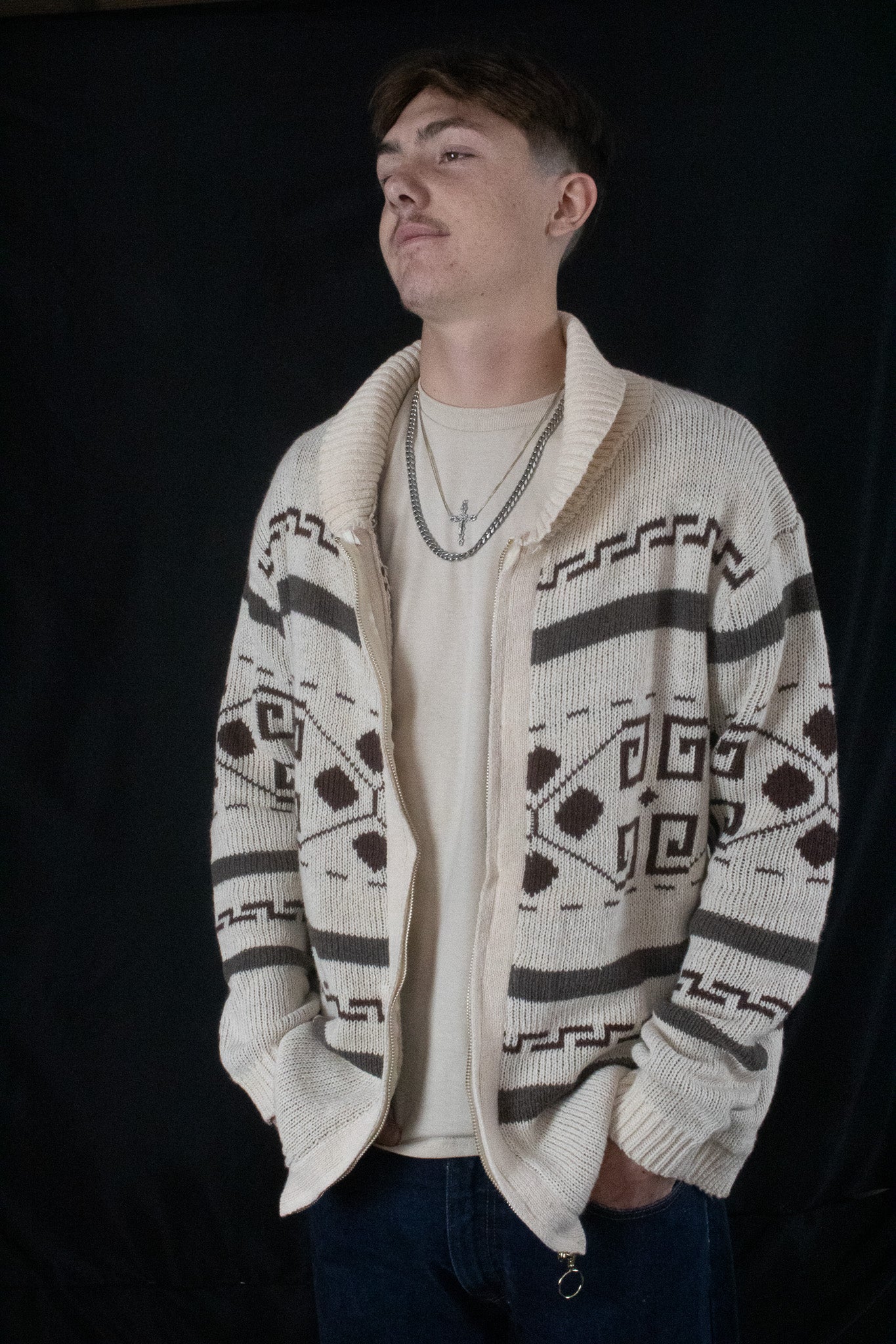 Sinransinya Knitted Cardigan Casual Zip-Up Sweater Harajuku