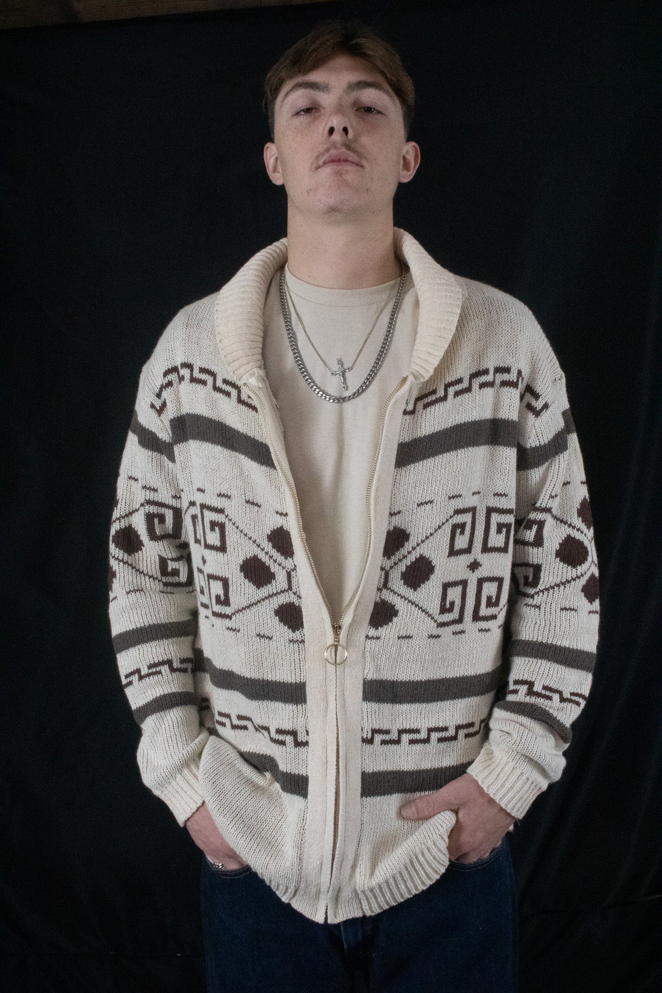 Sinransinya Knitted Cardigan Casual Zip-Up Sweater Harajuku