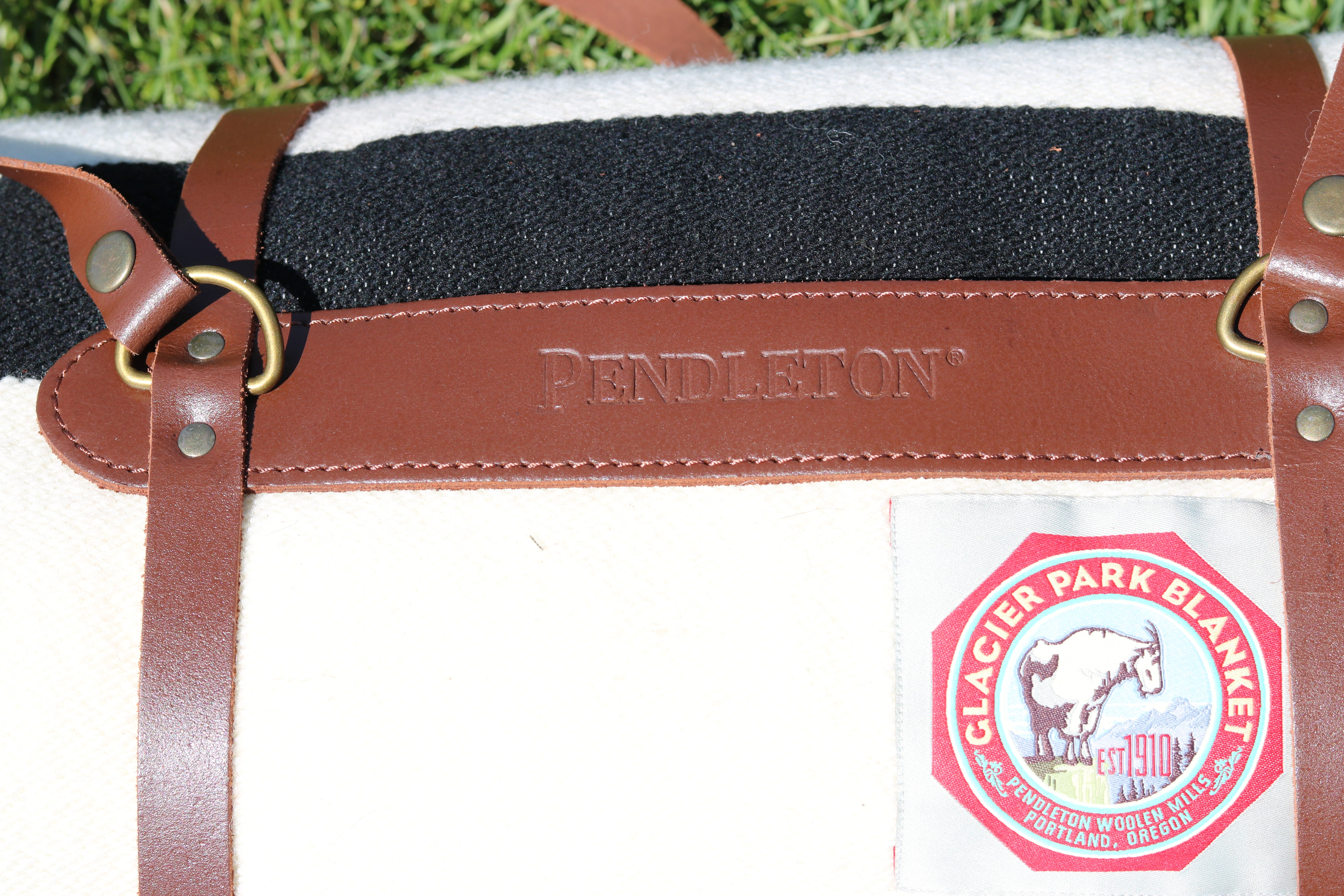 Pendleton National Park Throw Blanket with Leather Strap Acadia Classic Multi Color Stripes