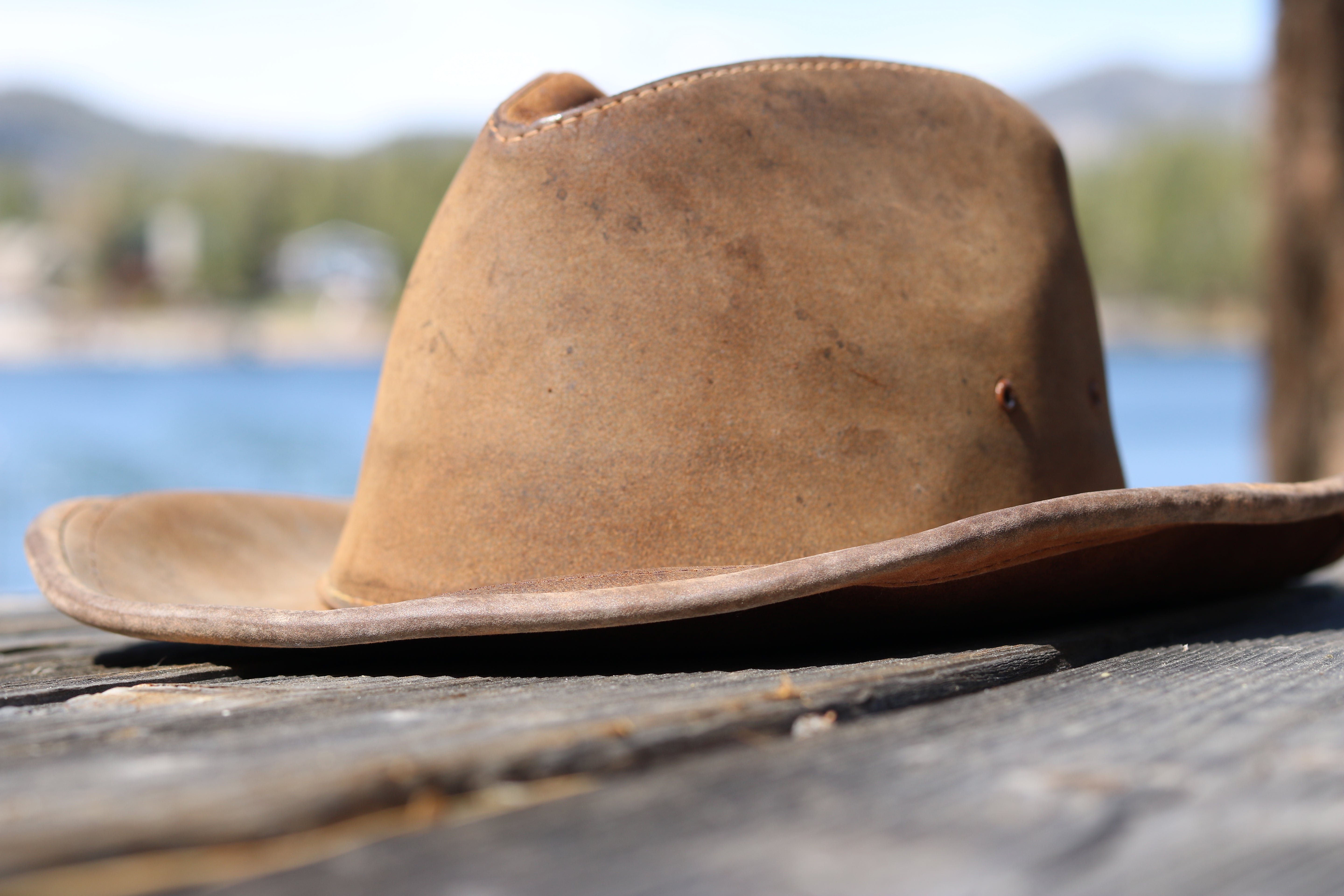 Vintage Brown short-Brim Tobacco Rancher worn/worked