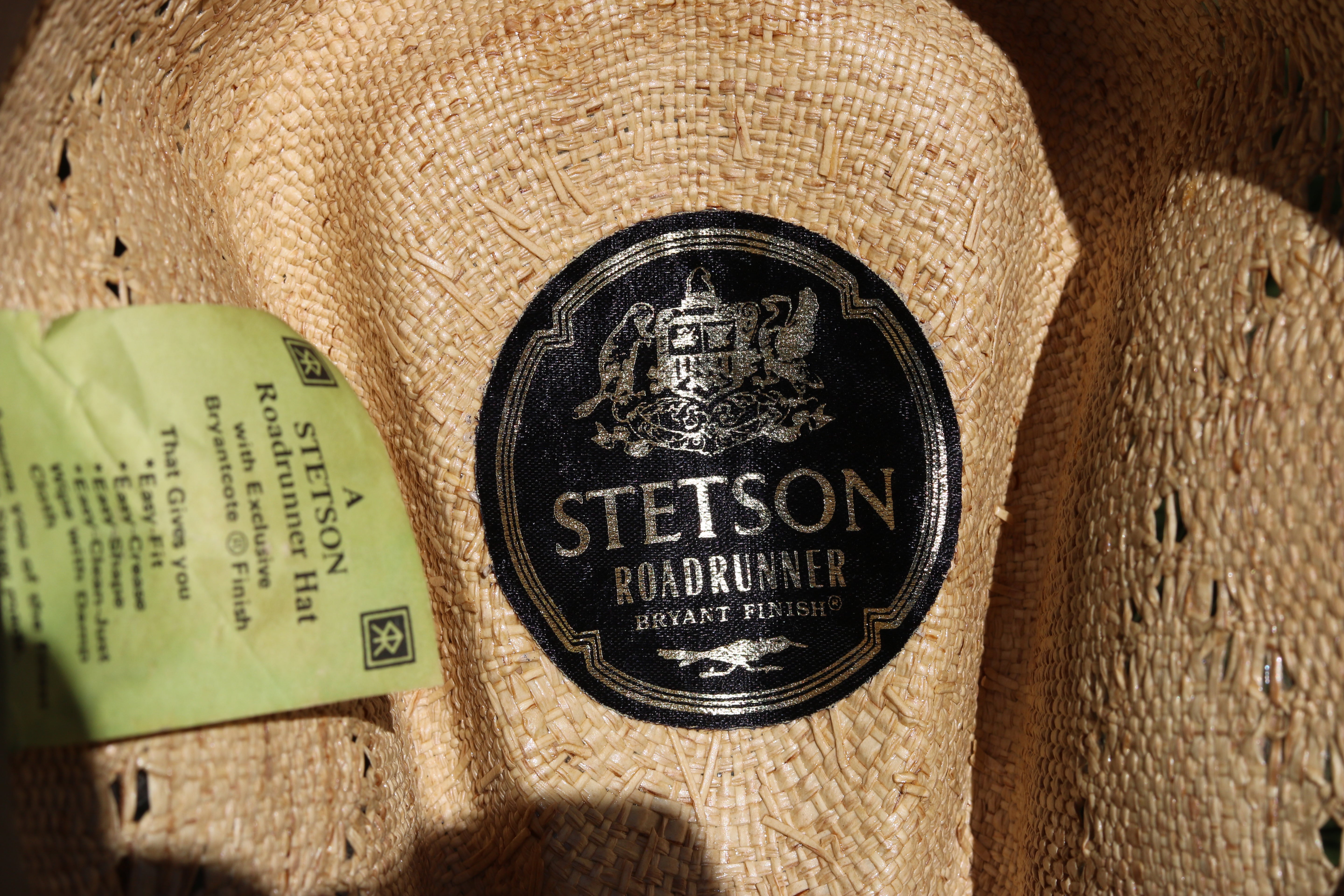 Vintage Stetson Roadrunner Bryant Finish Straw Cowboy Hat Size 7