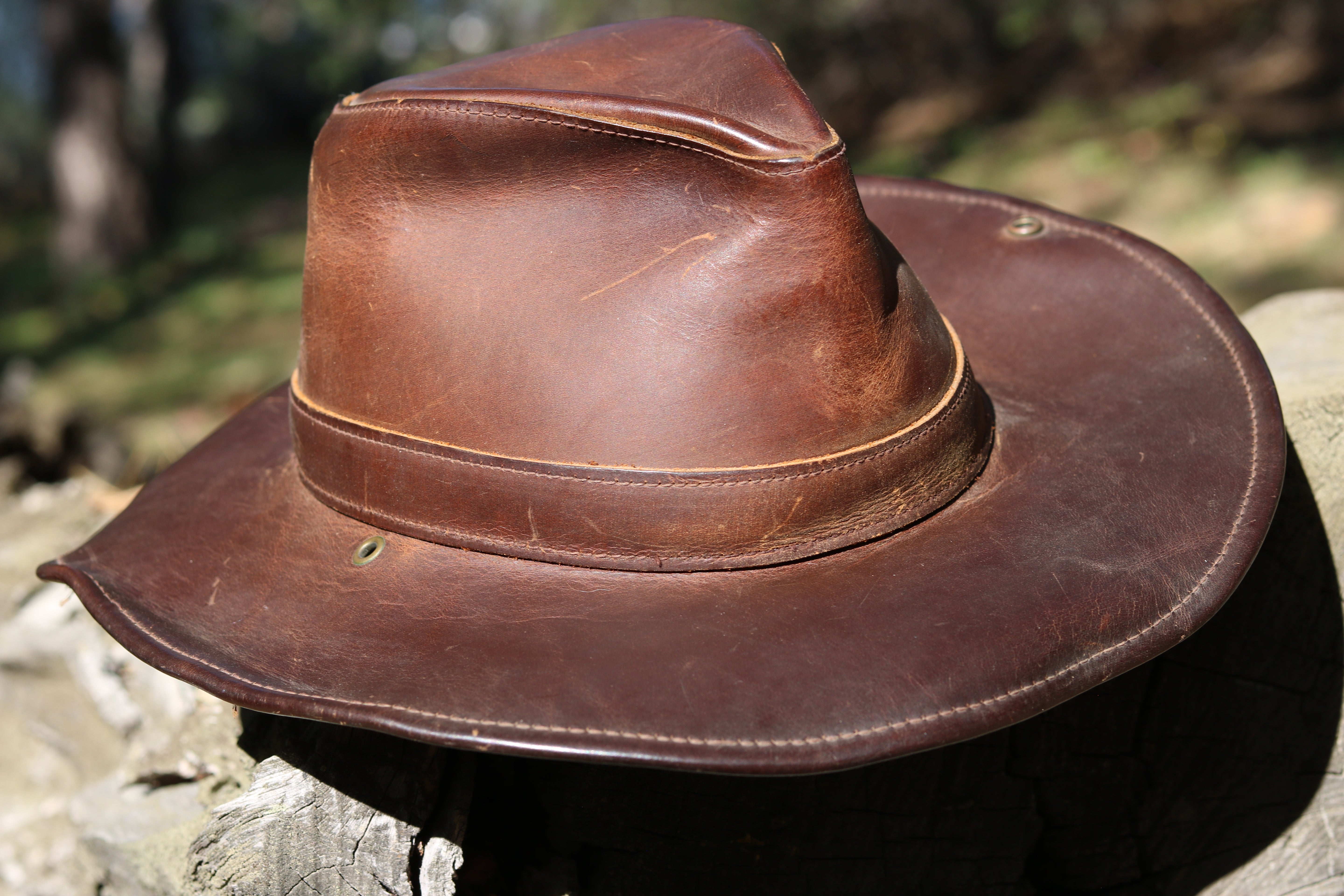 Vintage Henschel Aussie Brown Leather Safari Hat Medium