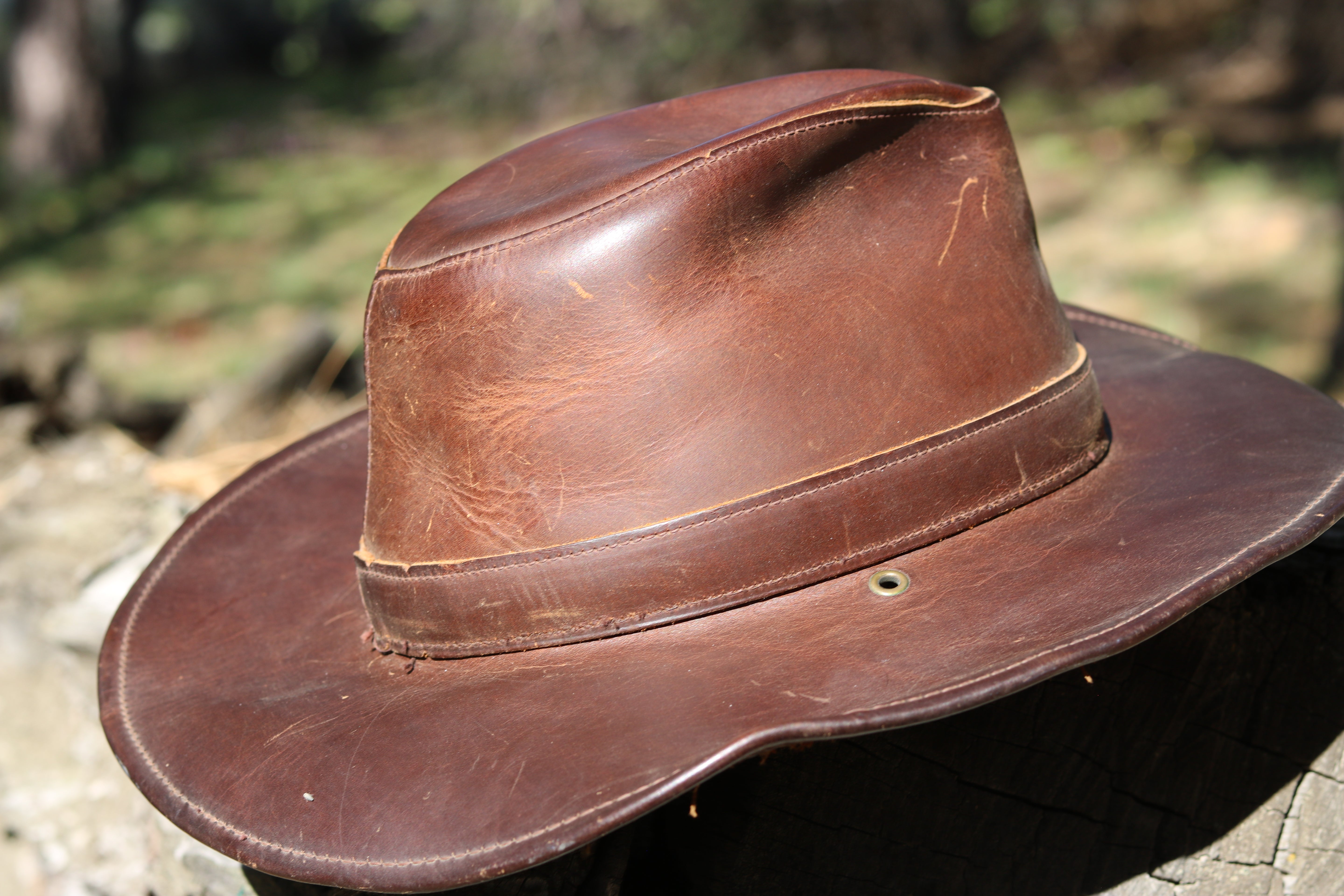 Vintage Henschel Aussie Brown Leather Safari Hat Medium