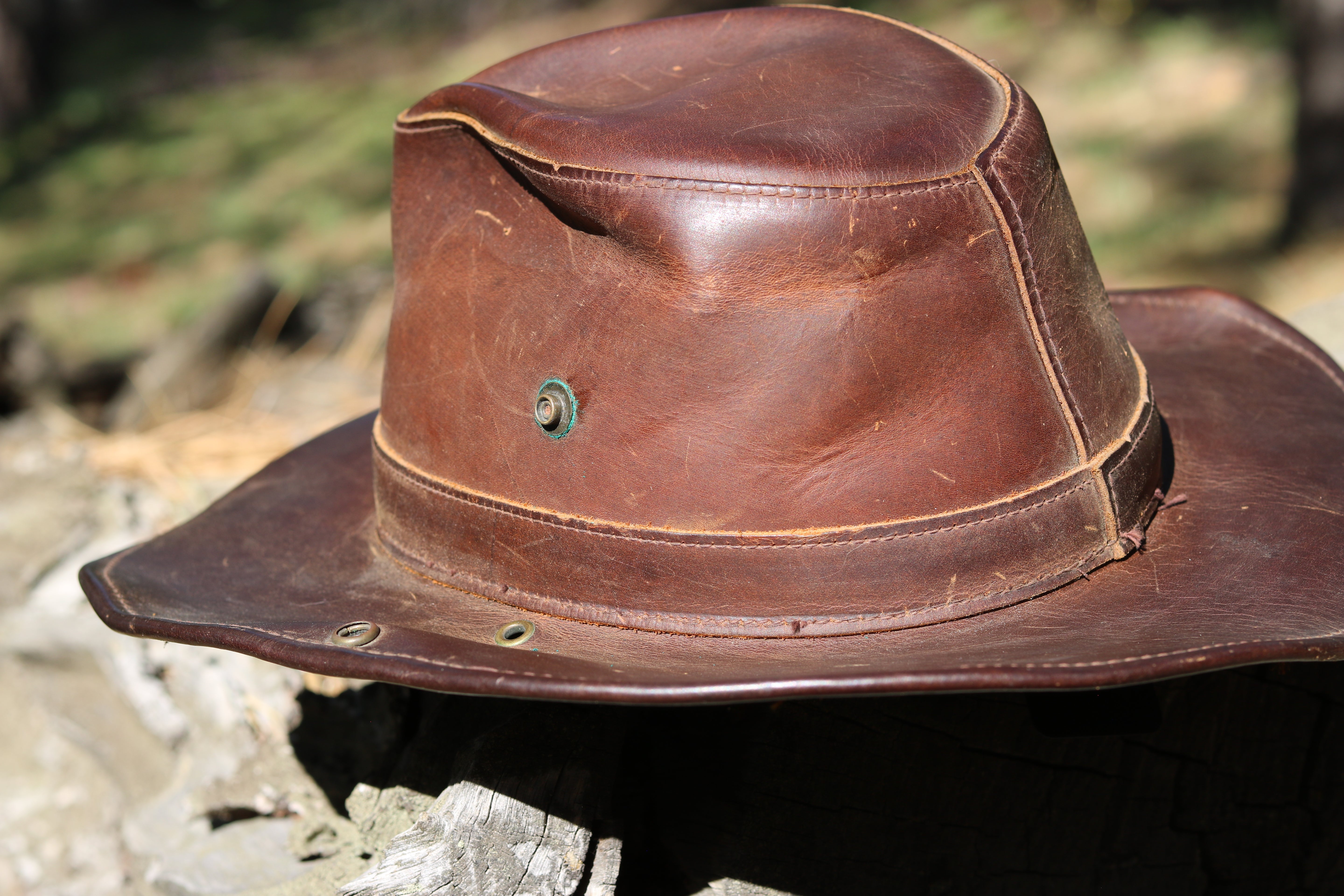 Vintage Henschel Aussie Brown Leather Safari Hat Medium