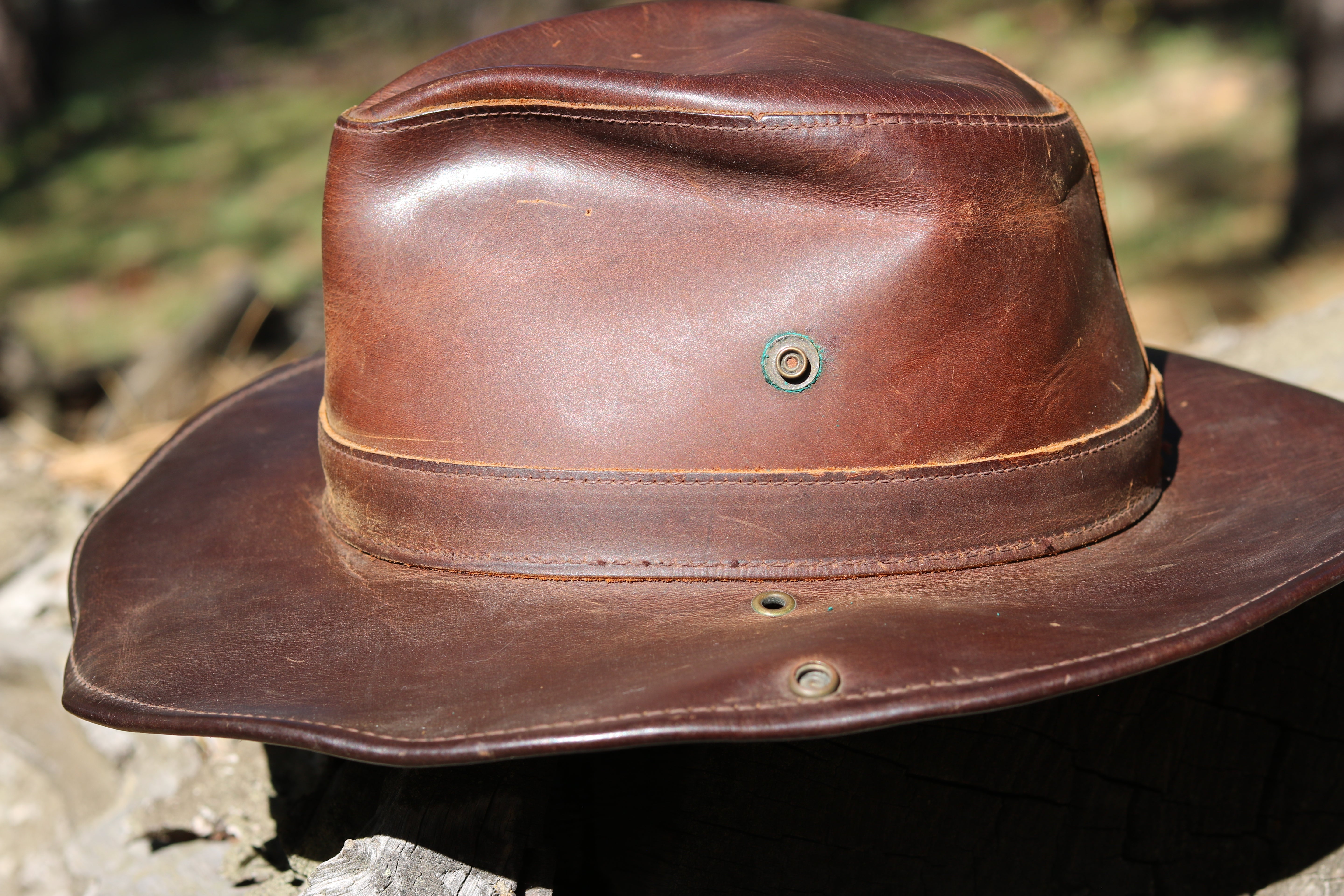 Vintage Henschel Aussie Brown Leather Safari Hat Medium