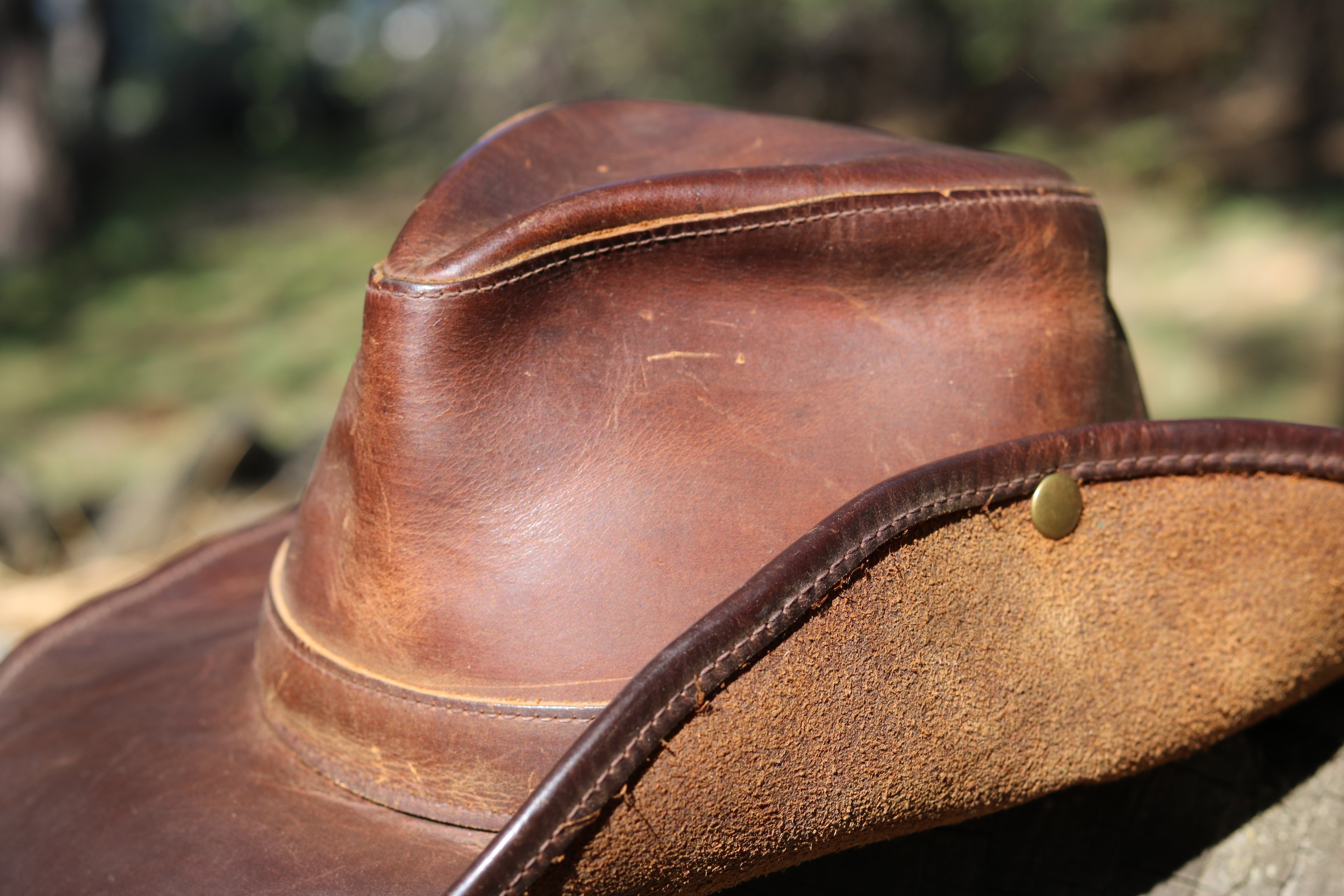 Vintage Henschel Aussie Brown Leather Safari Hat Medium