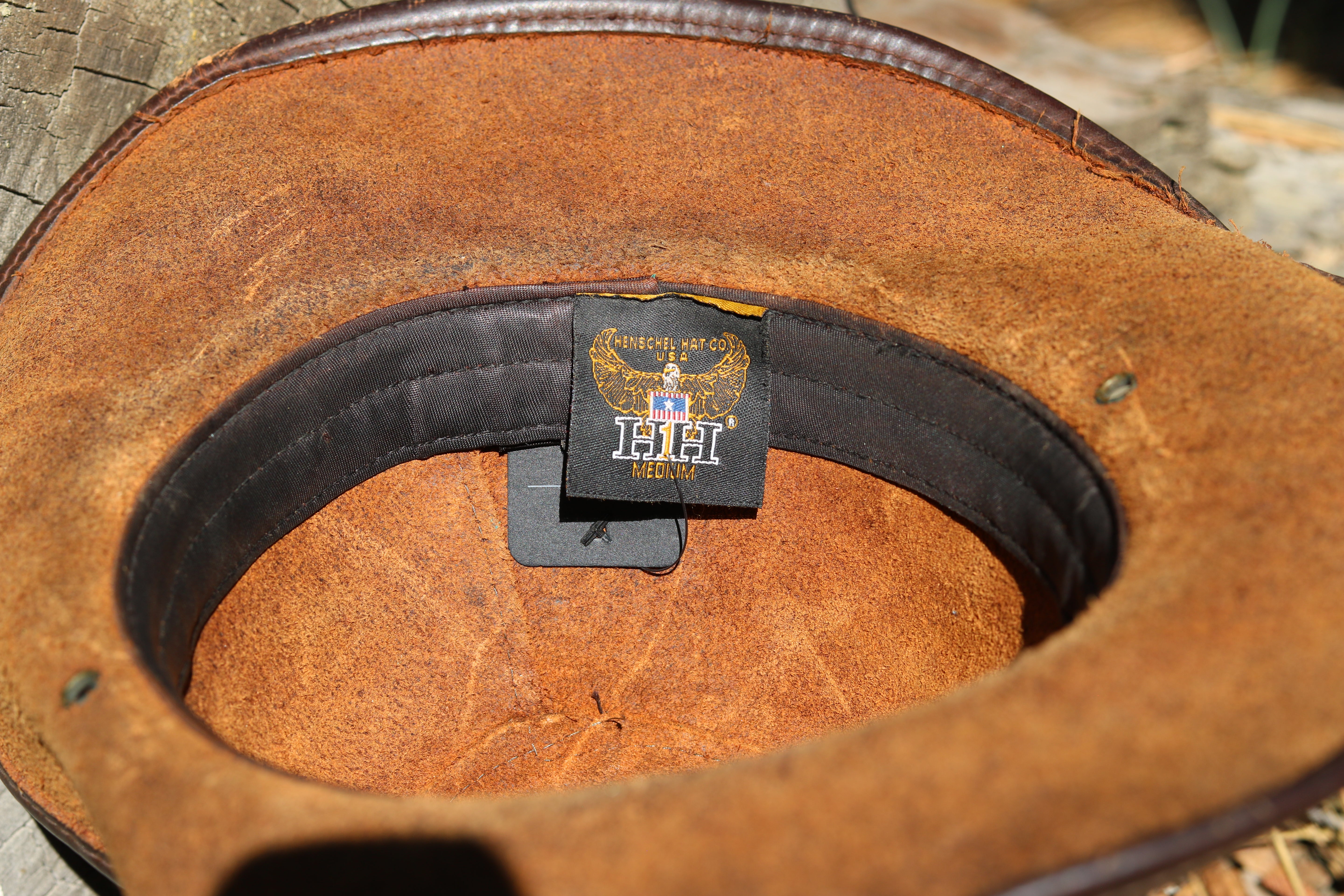 Vintage Henschel Aussie Brown Leather Safari Hat Medium