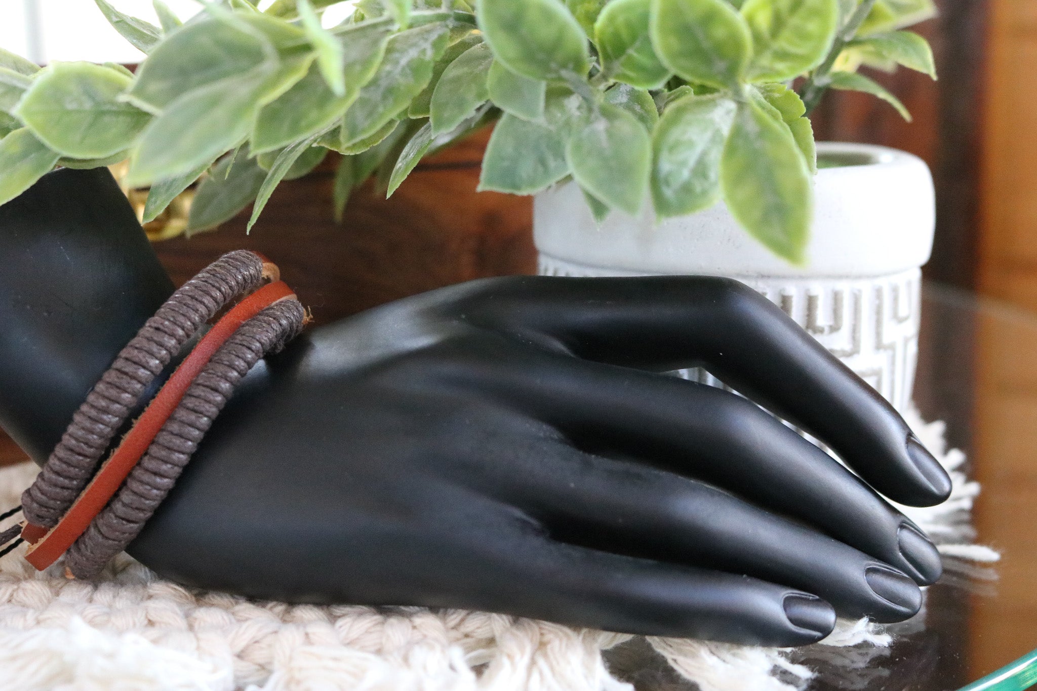 Leather Twisted Rope Adjustable Bracelet