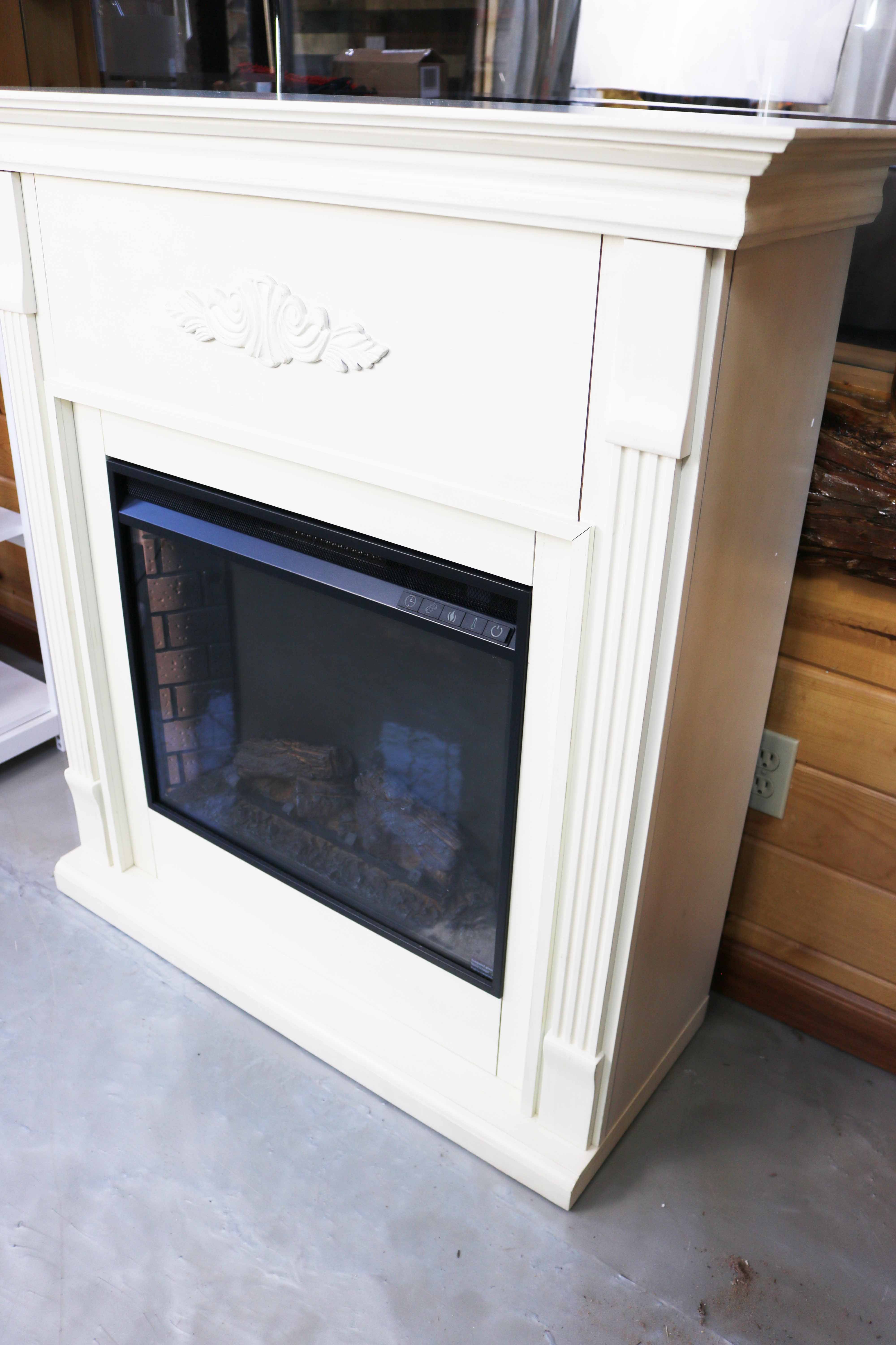 Southern Enterprises Ivory Electric Fireplace with Remote Control