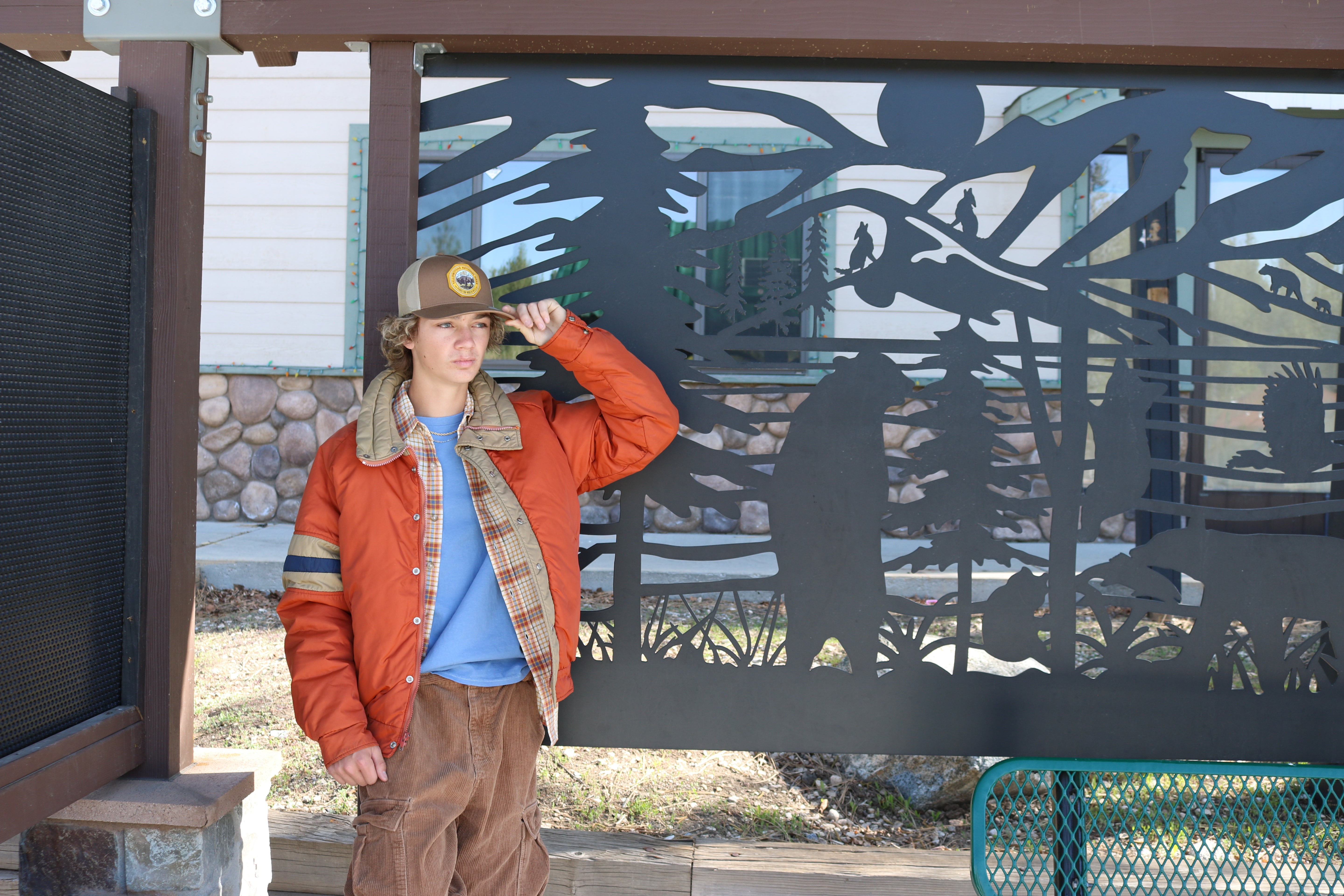 Vintage 80s Alpine Design Nylon Bomber Jacket L Orange/Khaki