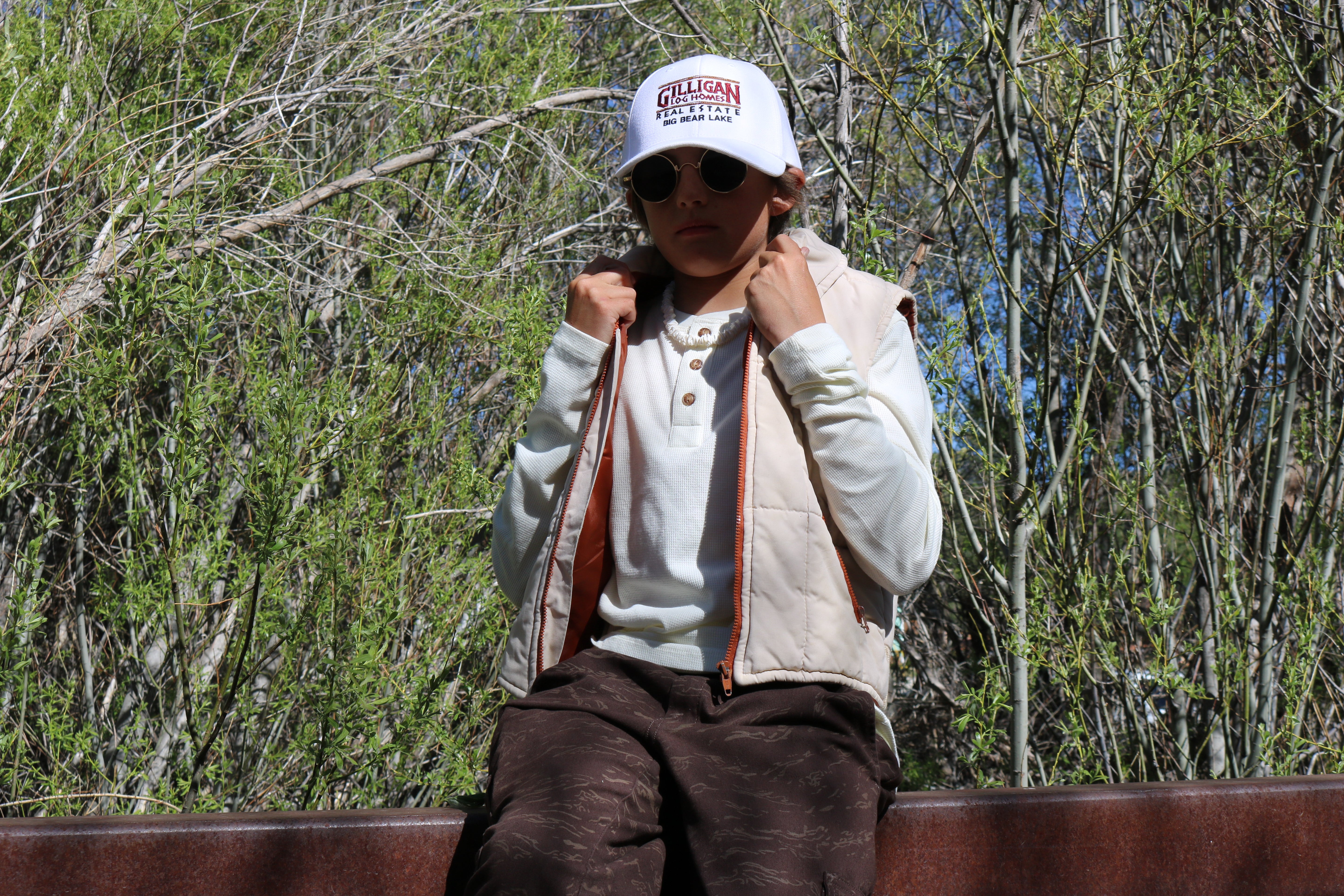 "Off-White Winter Vest with Bold Burnt Orange Lining (Size M)"