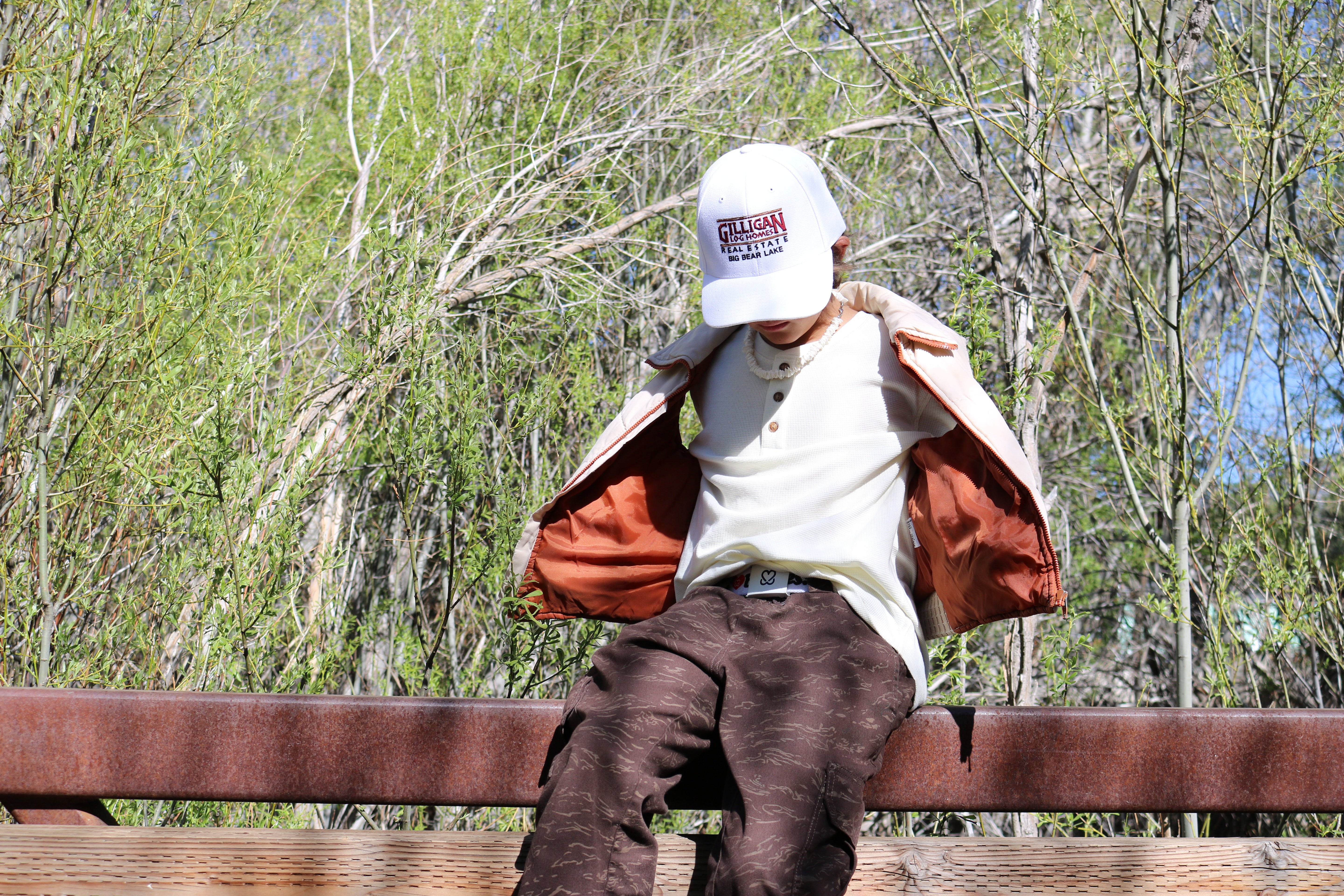 "Off-White Winter Vest with Bold Burnt Orange Lining (Size M)"