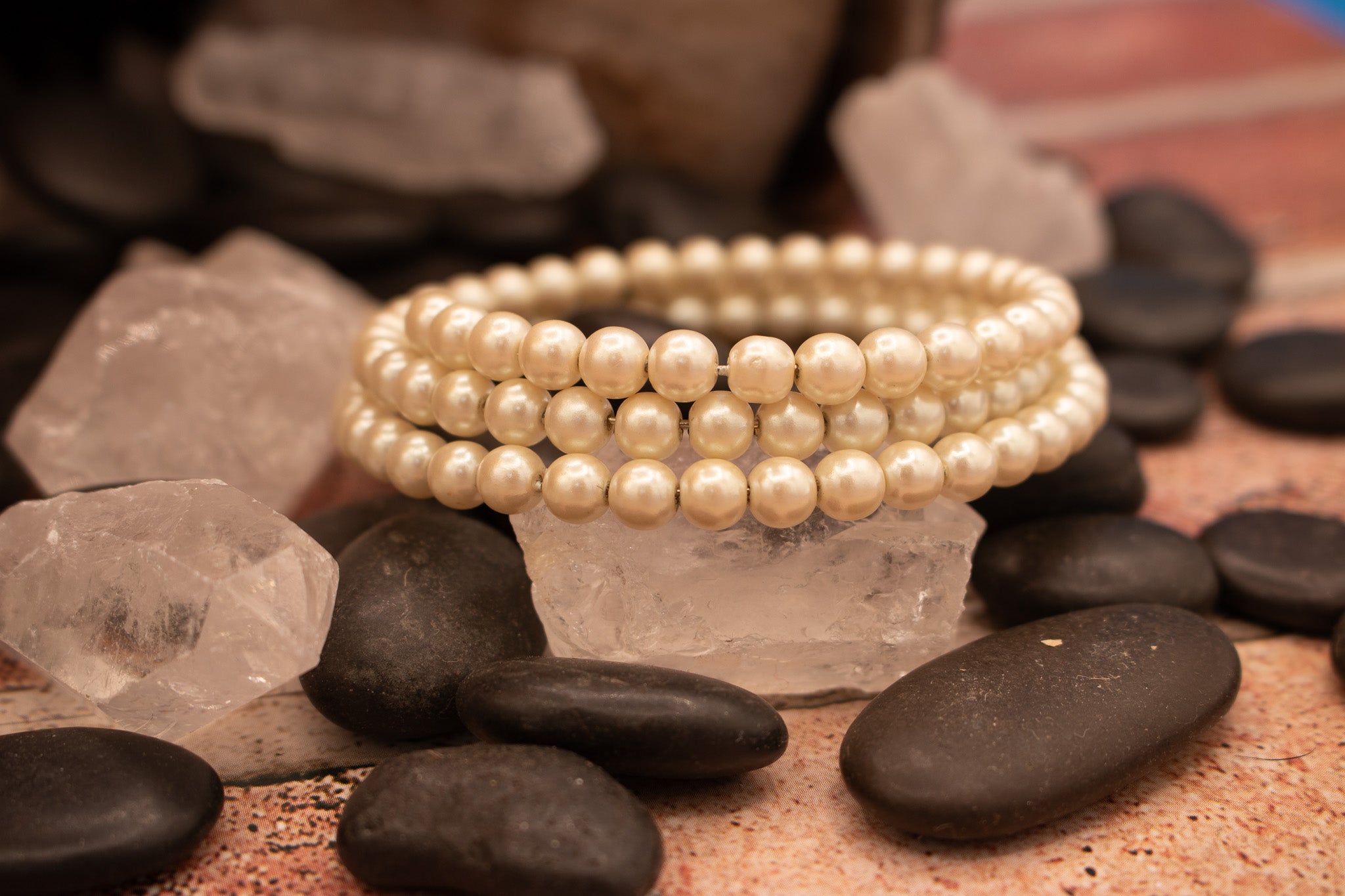 Faux Pearl Wired Wrap Necklace