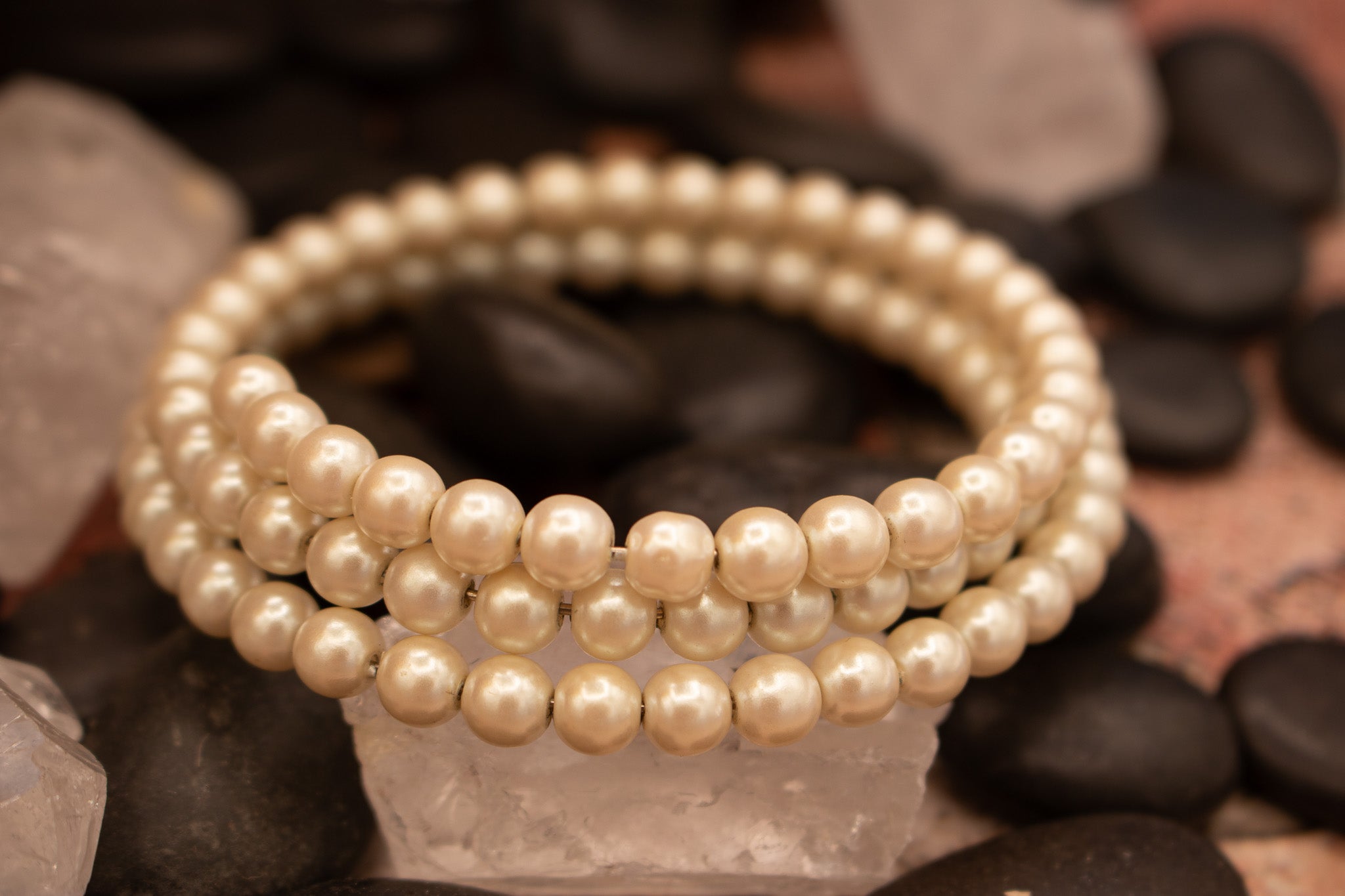 Faux Pearl Wired Wrap Necklace