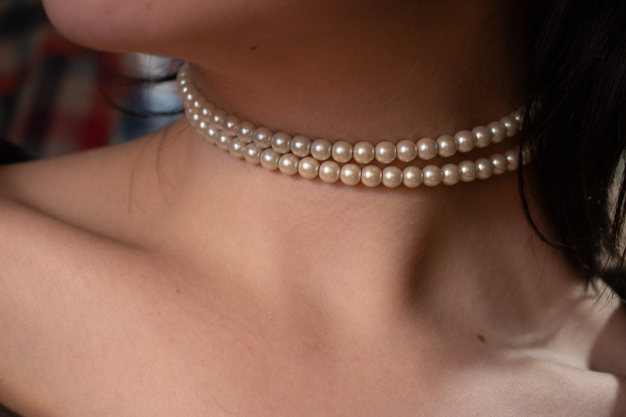 Faux Pearl Wired Wrap Necklace