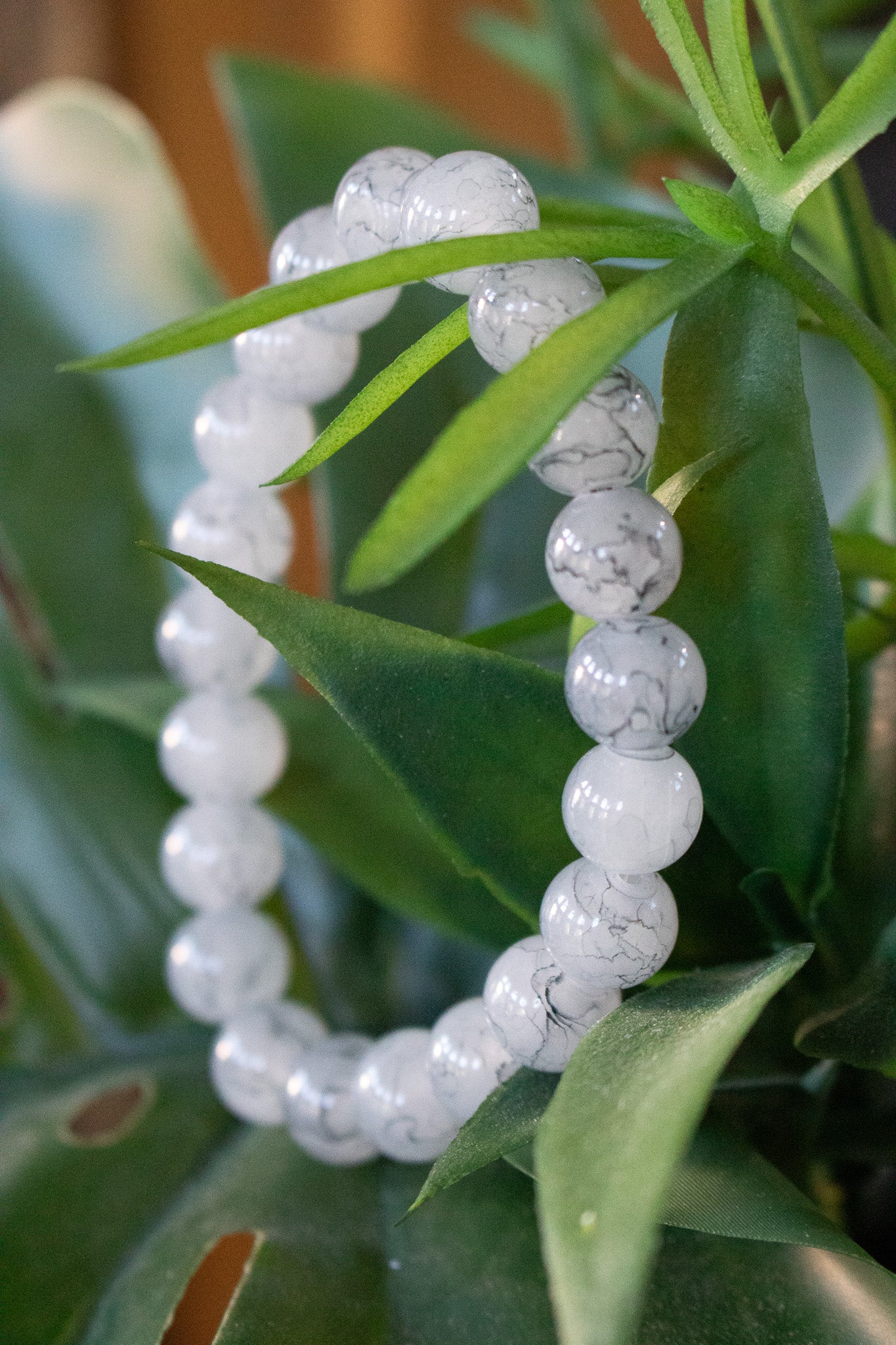 Black Dragon Vein Agate Beaded Stretchy Bracelet