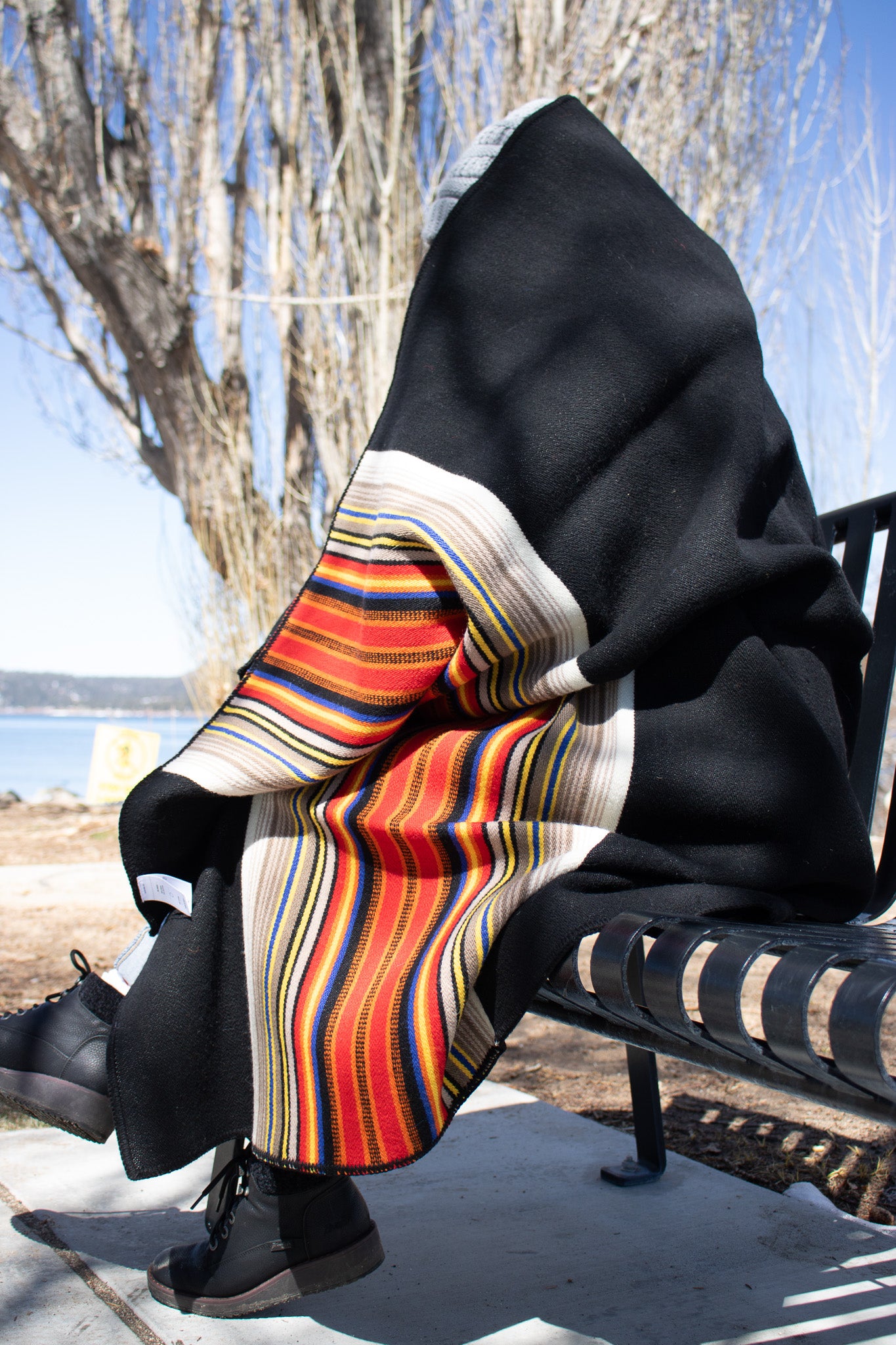 Black Pendleton Acadia National Park Throw Blanket with Leather Carrier