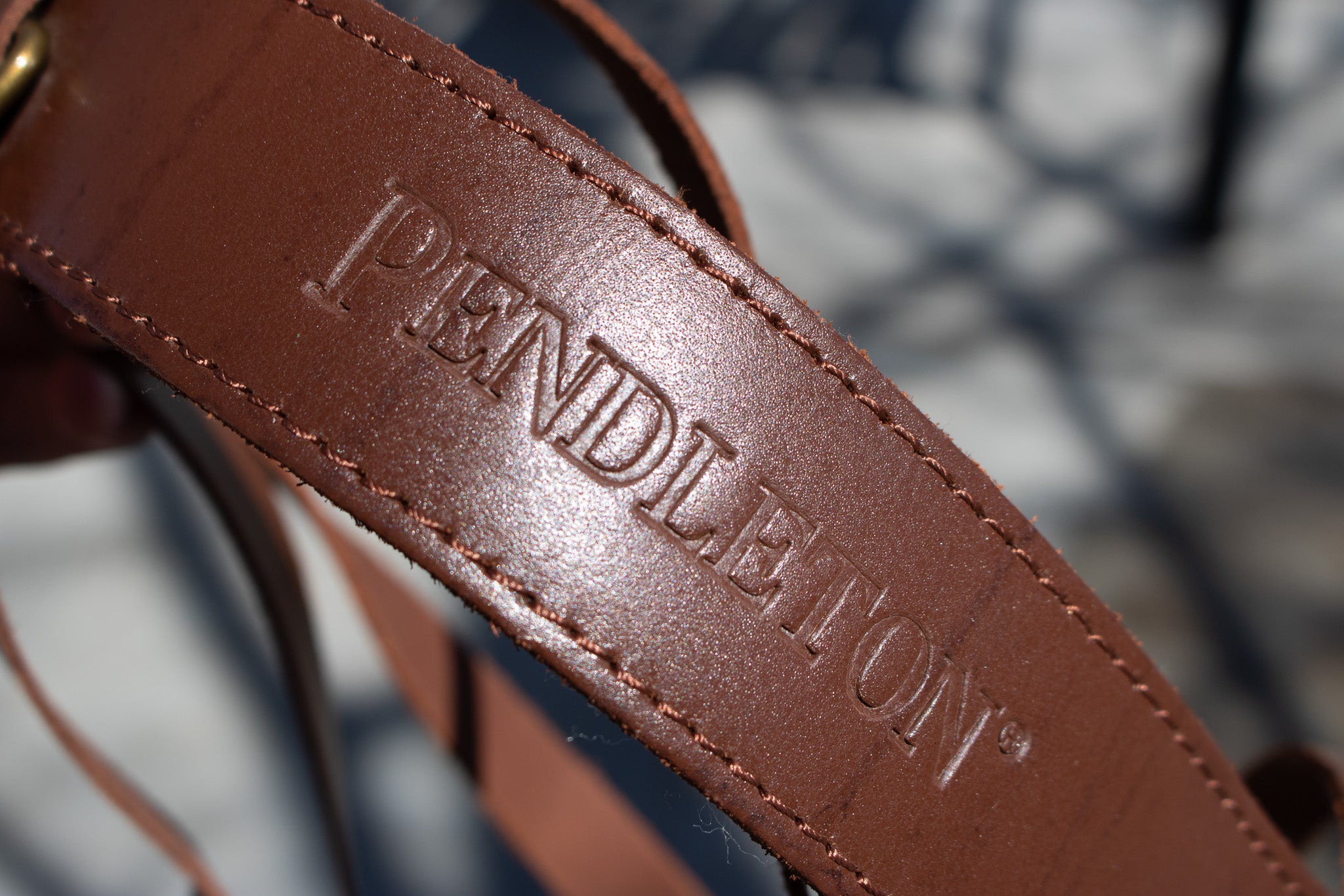 Black Pendleton Acadia National Park Throw Blanket with Leather Carrier