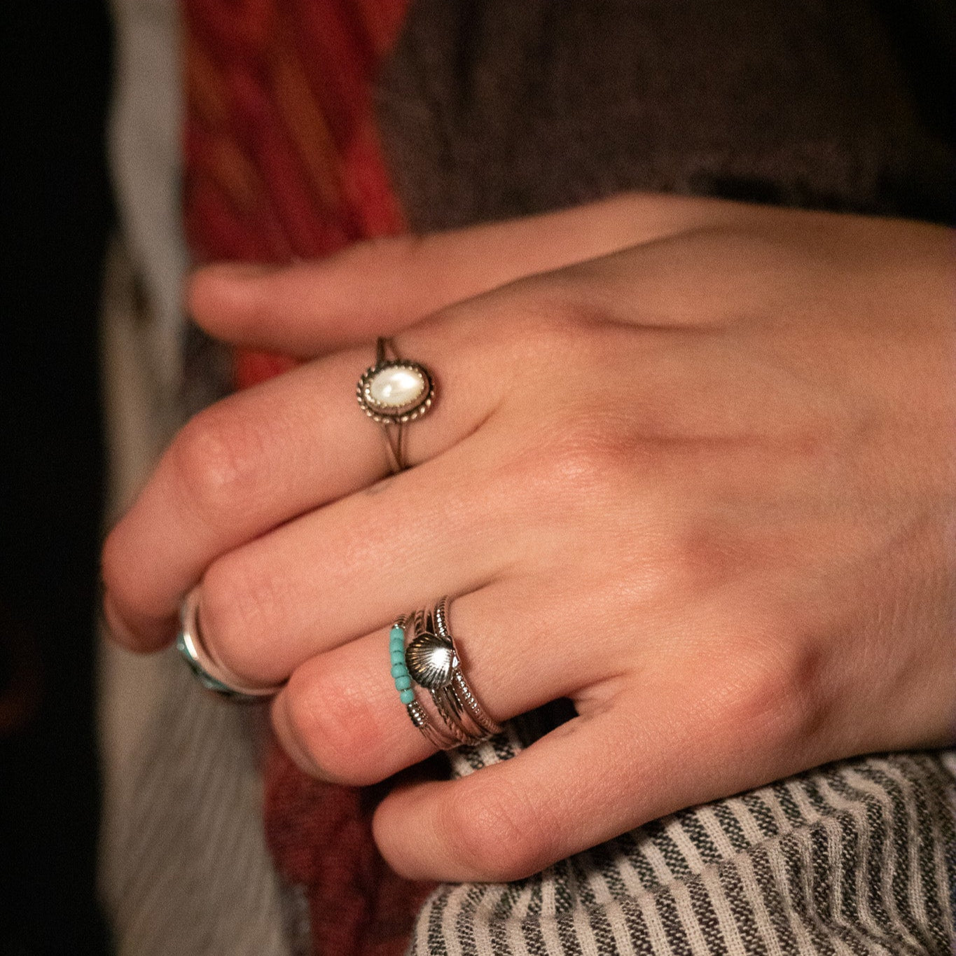 Vintage Moonstone Sterling Silver Split Band Size 6