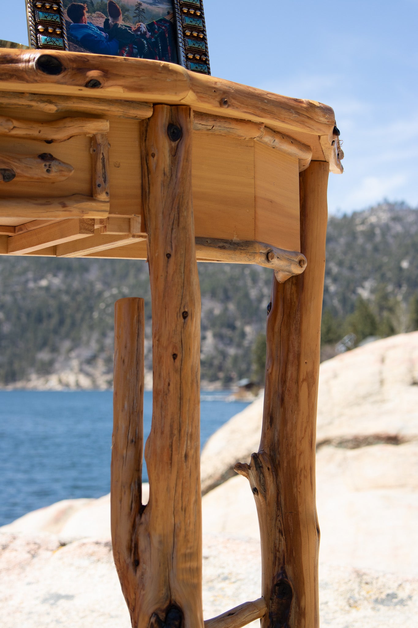 Semi-Circle Natural Wood Side Table