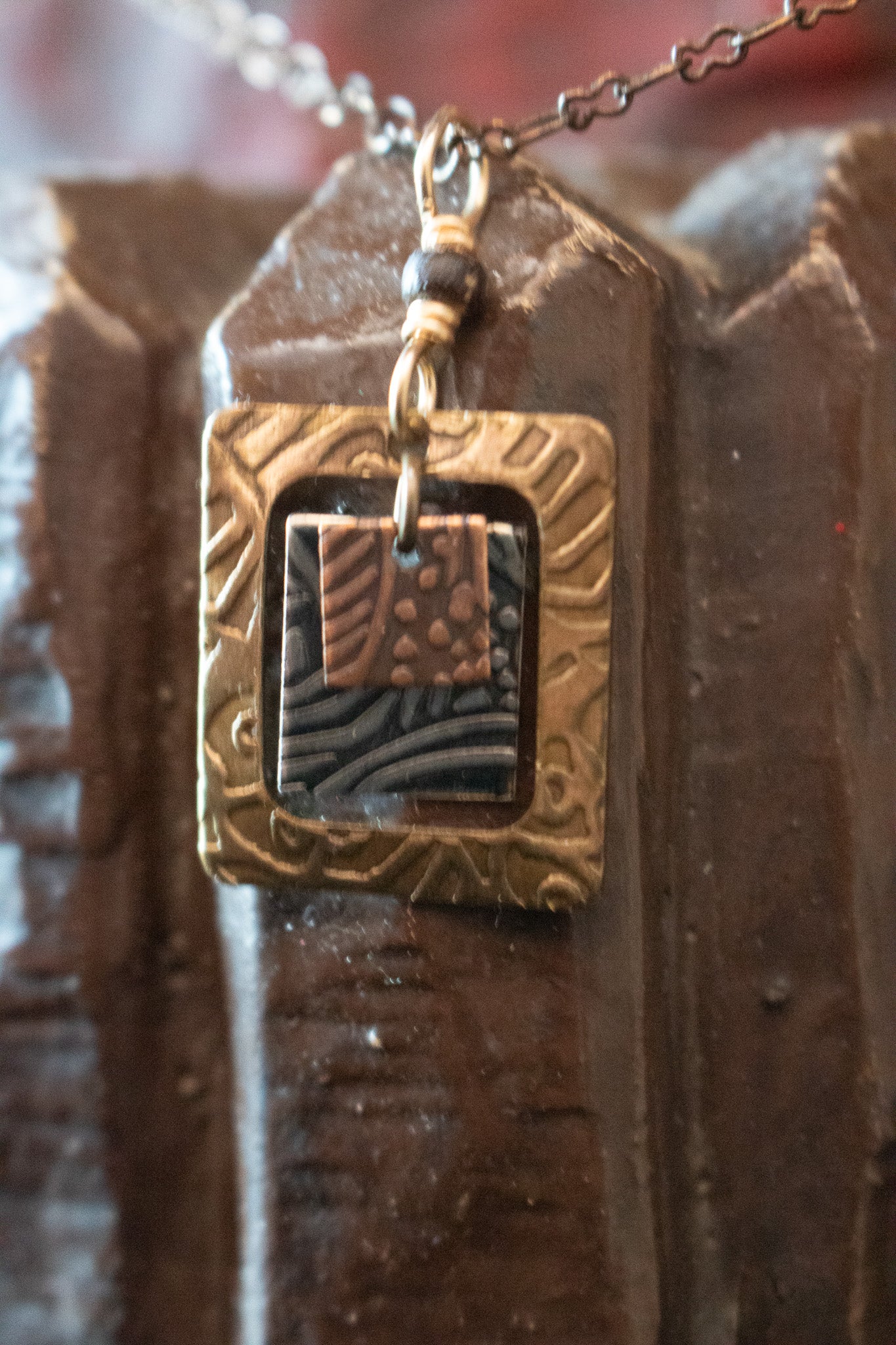 Geometric Square Design Necklace