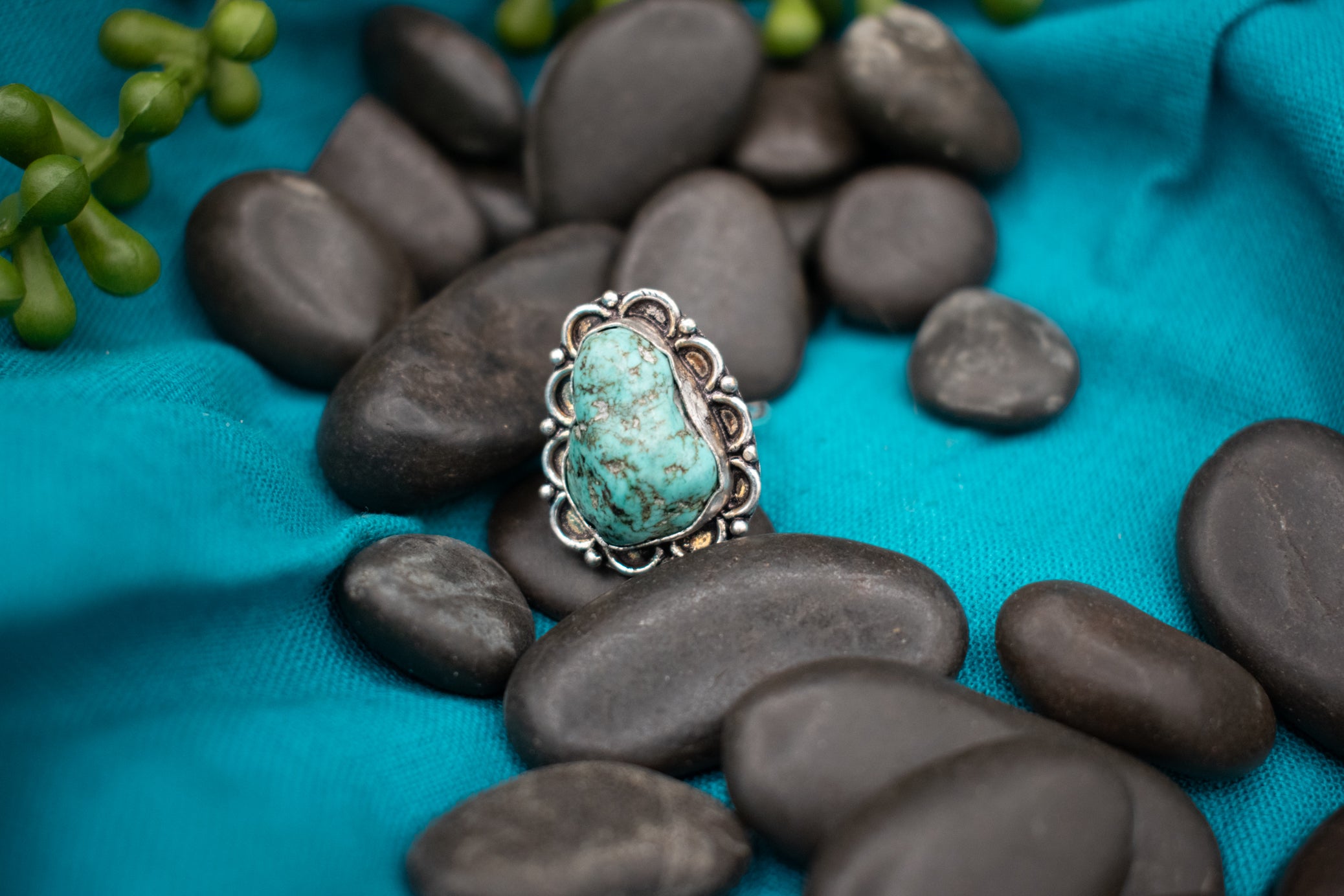 Faux Turquoise Gemstone Ring  Size 8.5