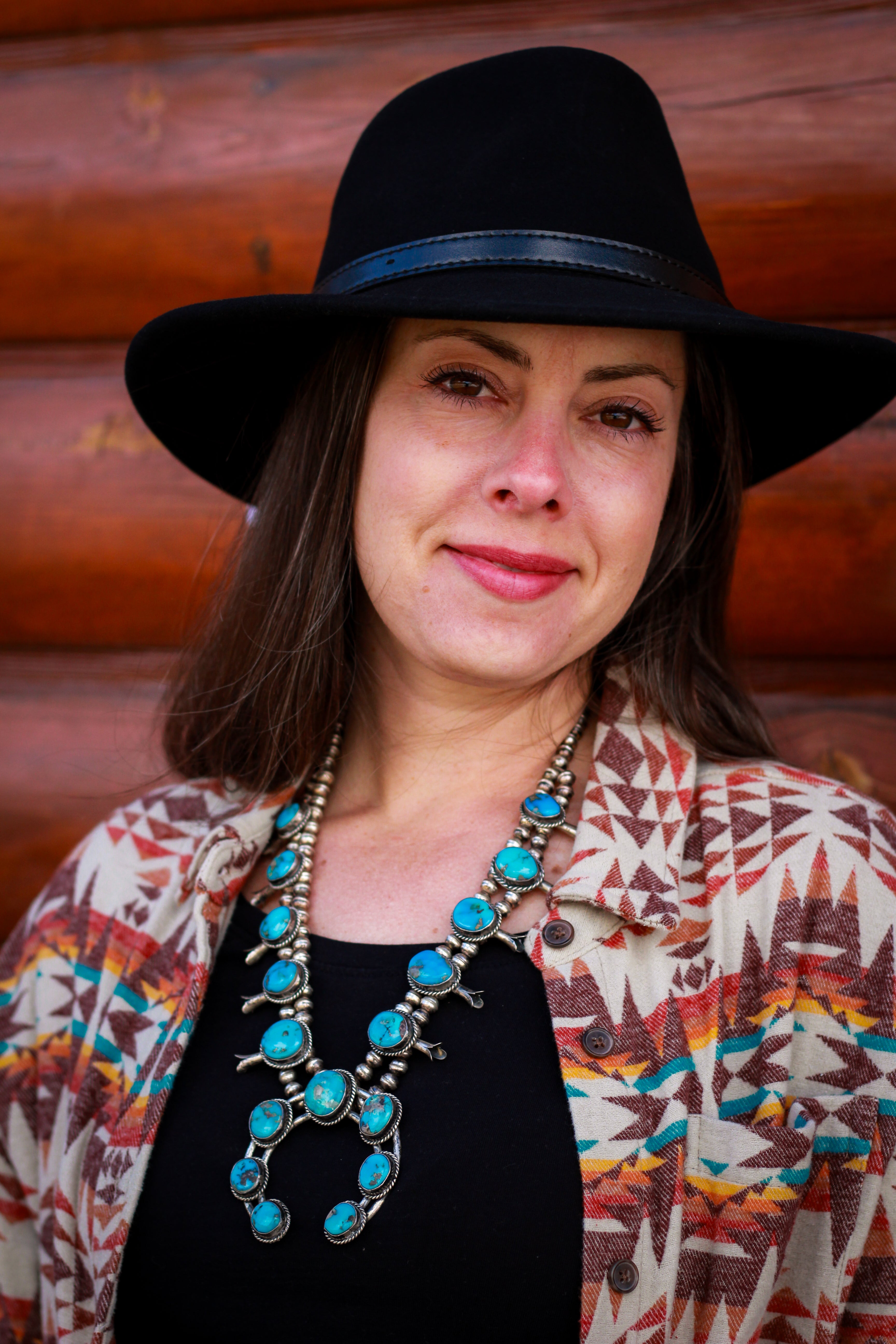 Vintage Navajo Squash Blossom Necklace Crafted from Morenci Turquoise and Sterling Silver