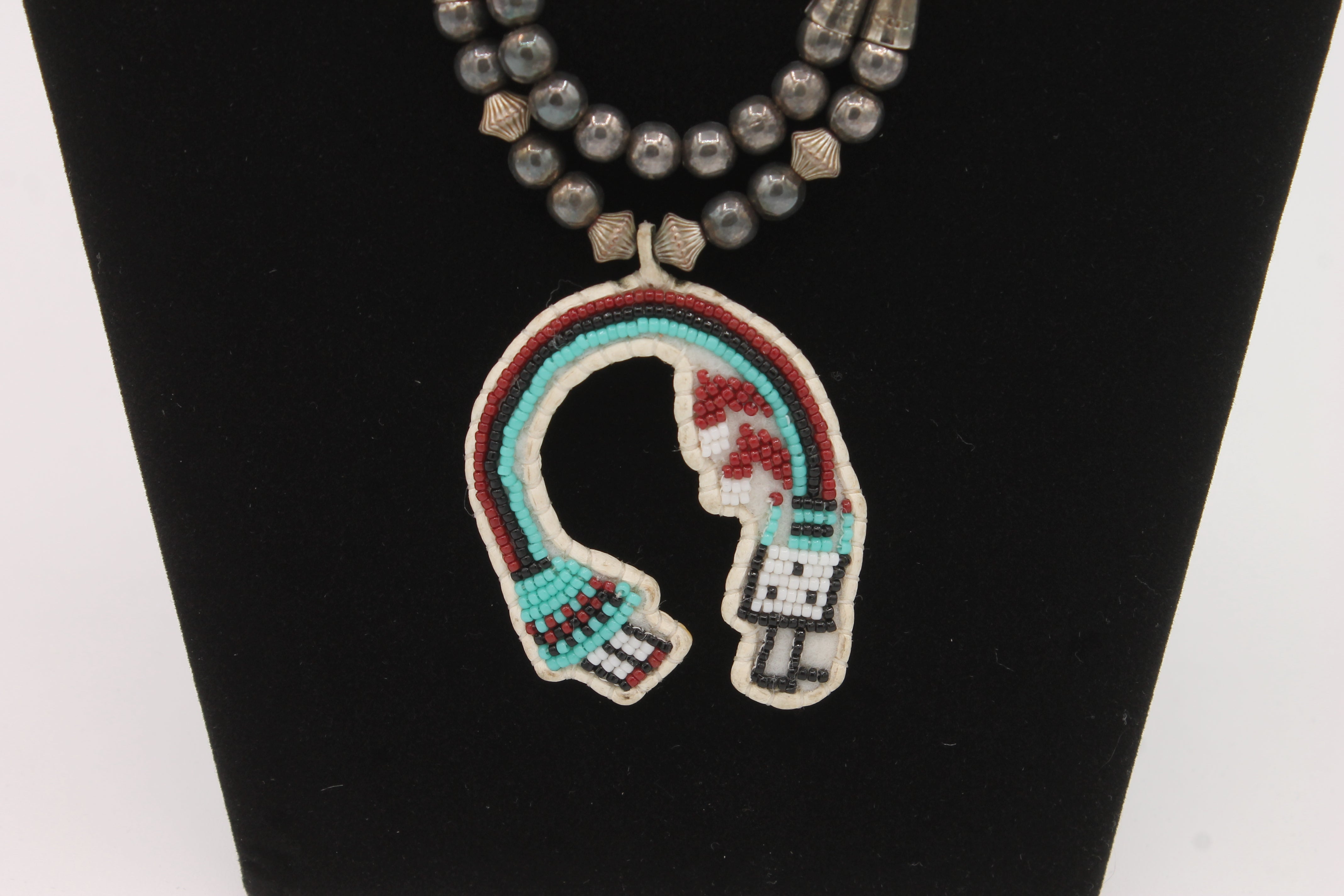 Vintage Hand-stitched Navajo Pearl Yei Necklace