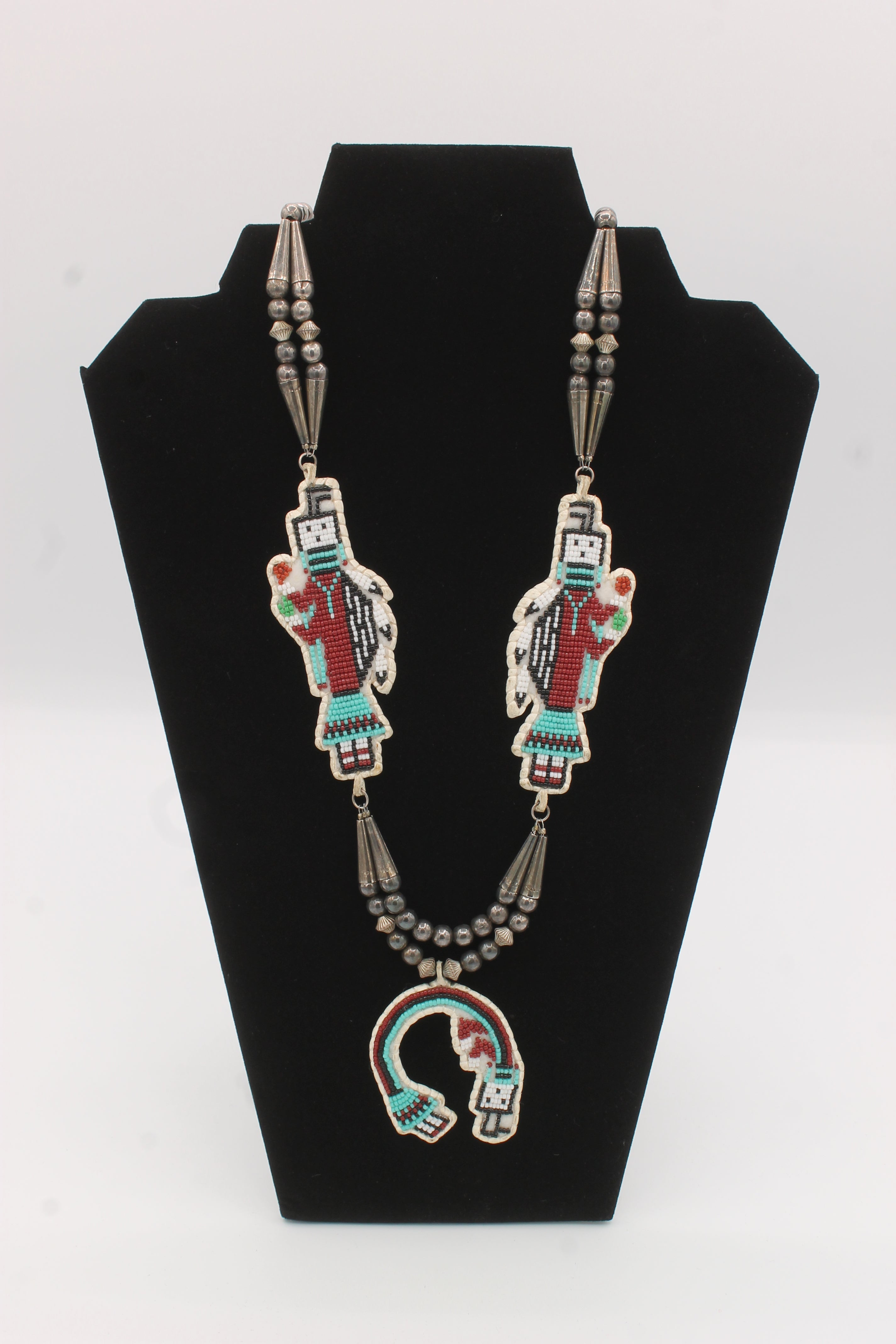 Vintage Hand-stitched Navajo Pearl Yei Necklace