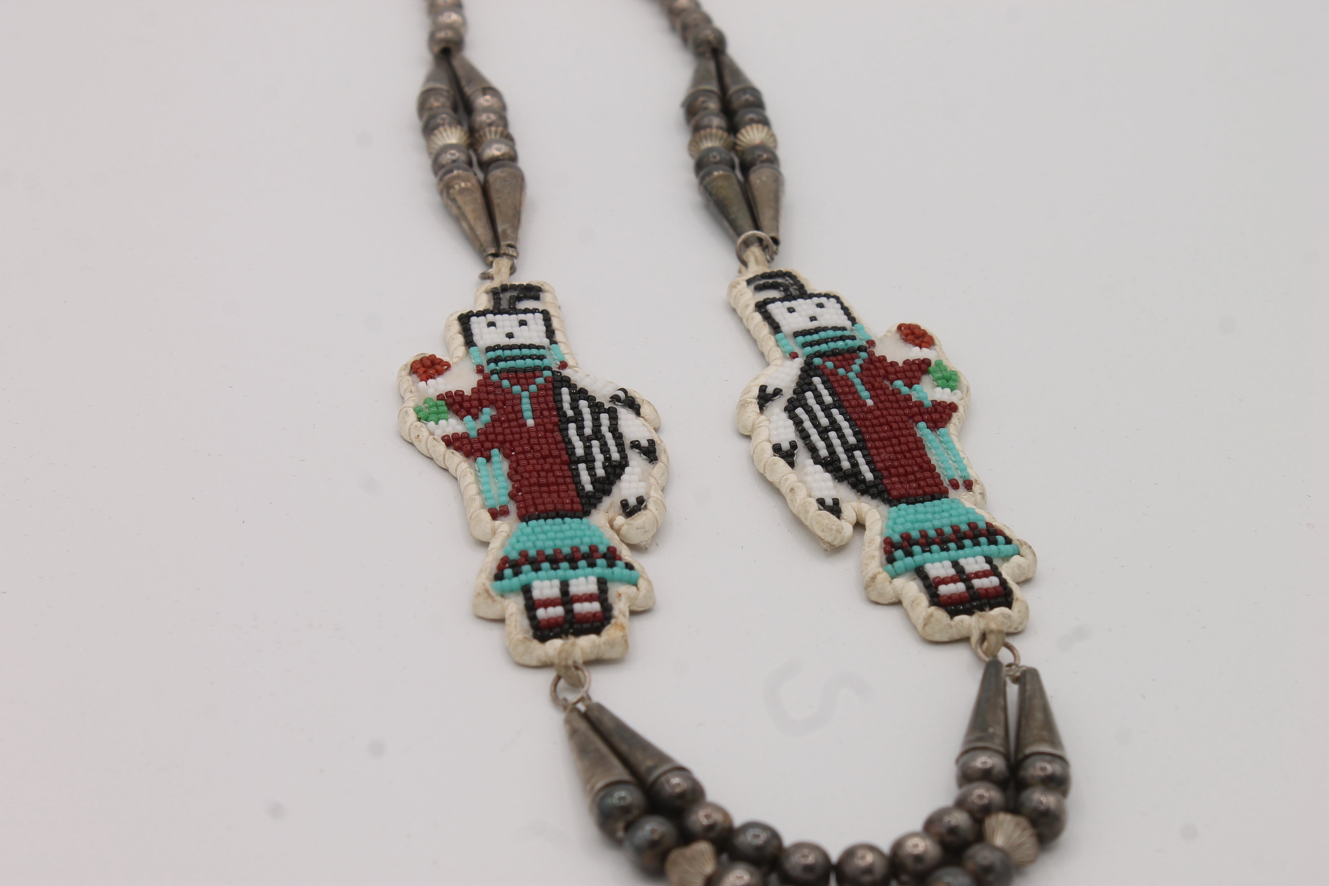 Vintage Hand-stitched Navajo Pearl Yei Necklace