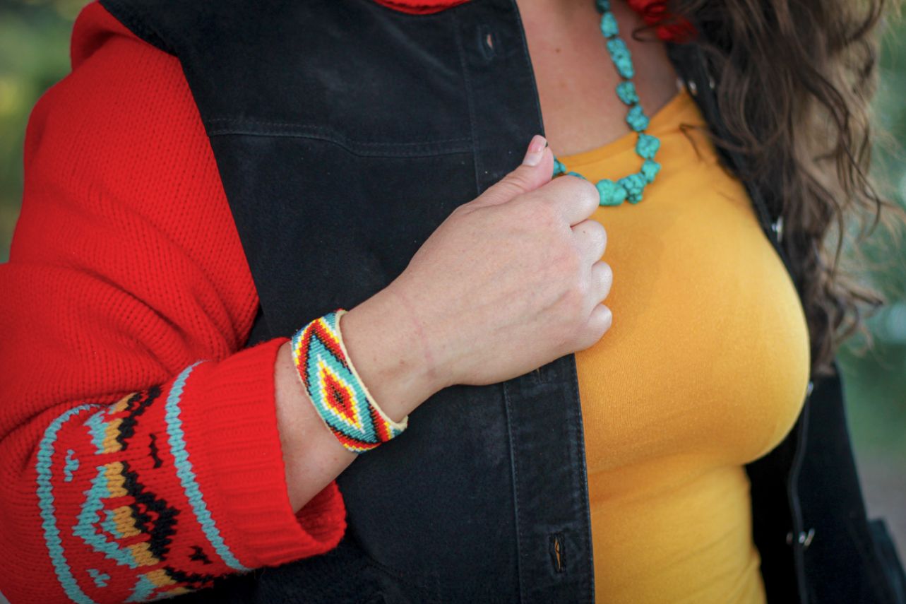Native American Navajo Indian Hand Beaded Bracelet by Jacklyn Cleveland