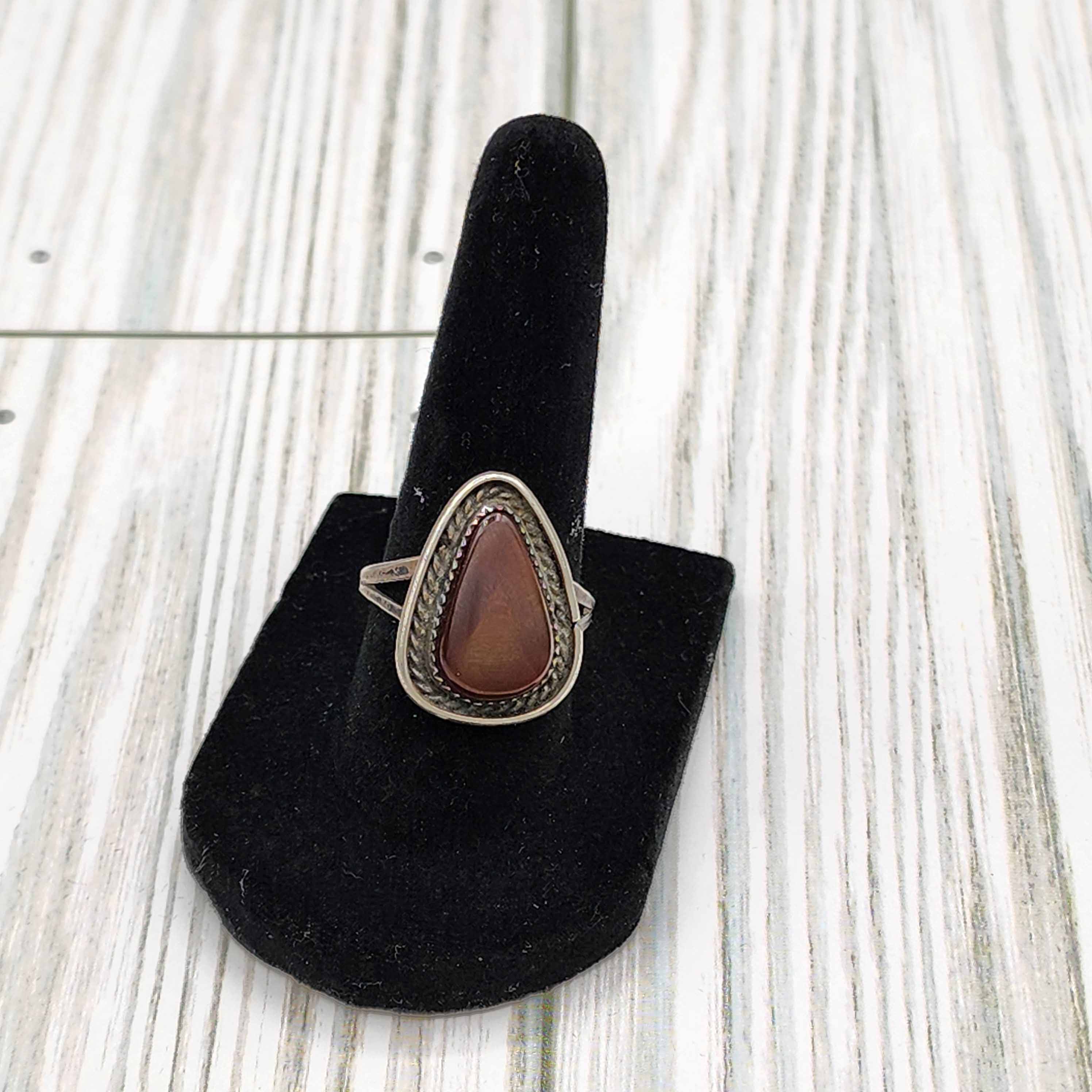 Navajo Fire Agate Gemstone Sterling Silver Ring Size 7