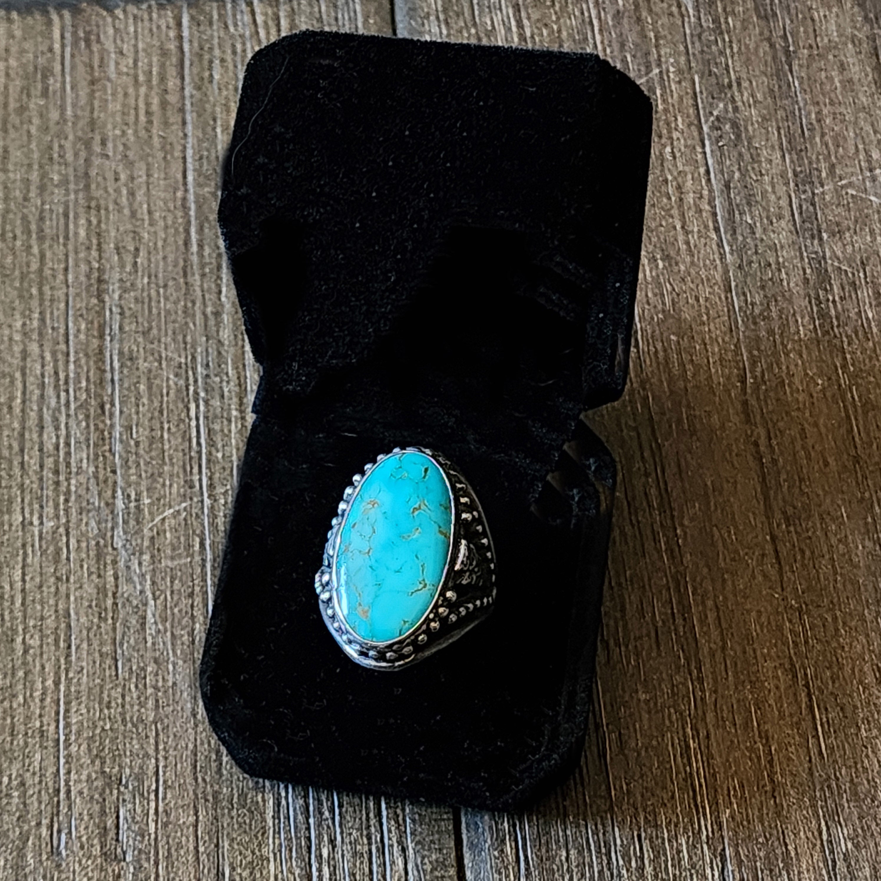 Rare Vintage Native American Navajo 1950s Turquoise Arrow Sterling Ring Size 10.5