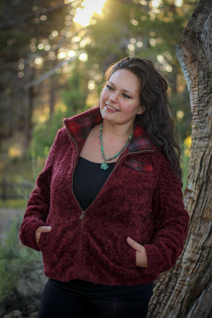 Womens Size L Pendleton Fuzzy Zip Up Jacket Maroon EUC